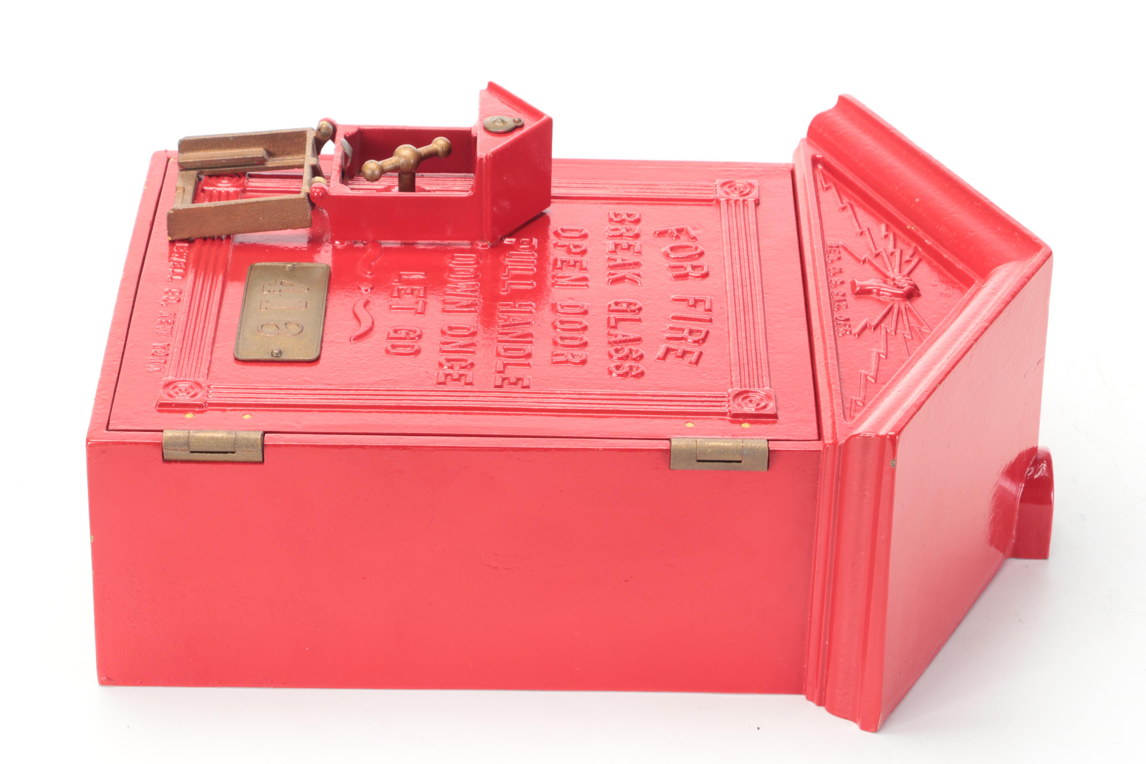 Gamewell Co. Red-Painted Cast Iron Fire Alarm Call Box