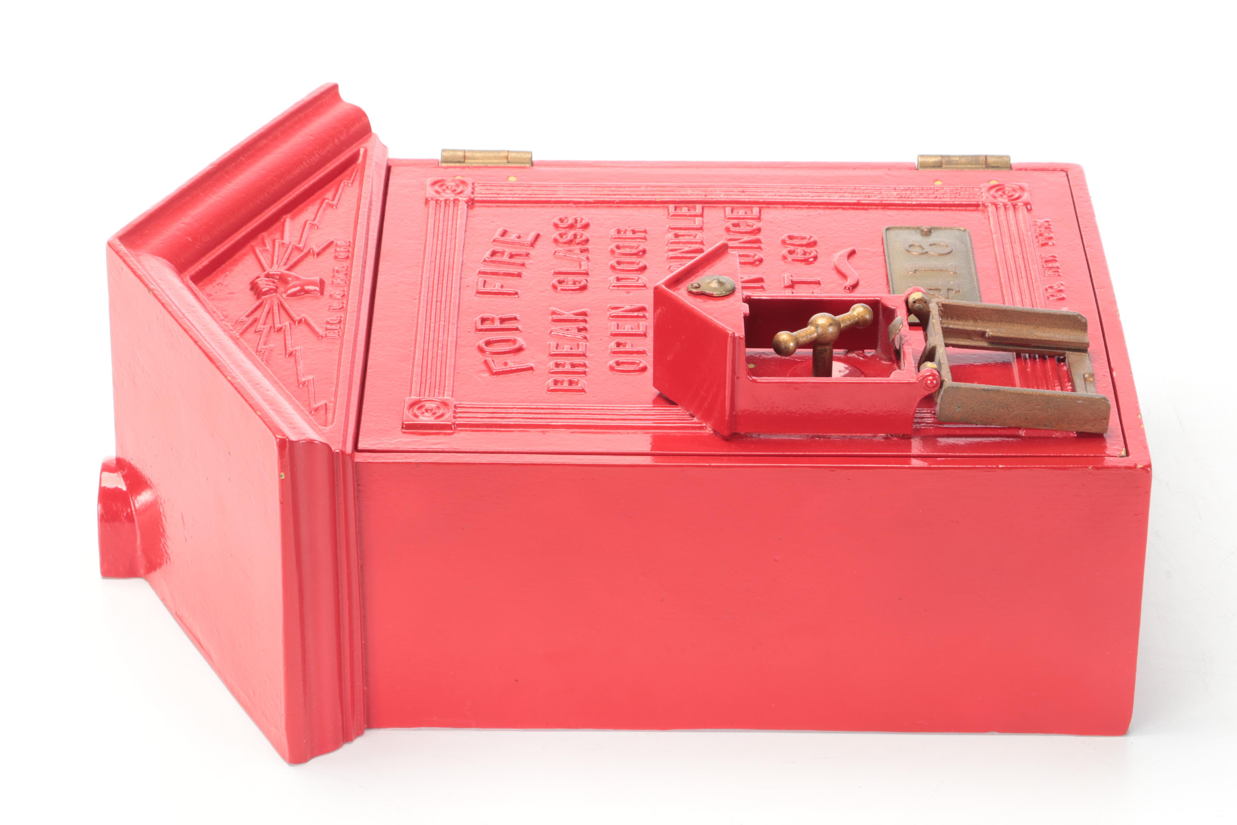 Gamewell Co. Red-Painted Cast Iron Fire Alarm Call Box