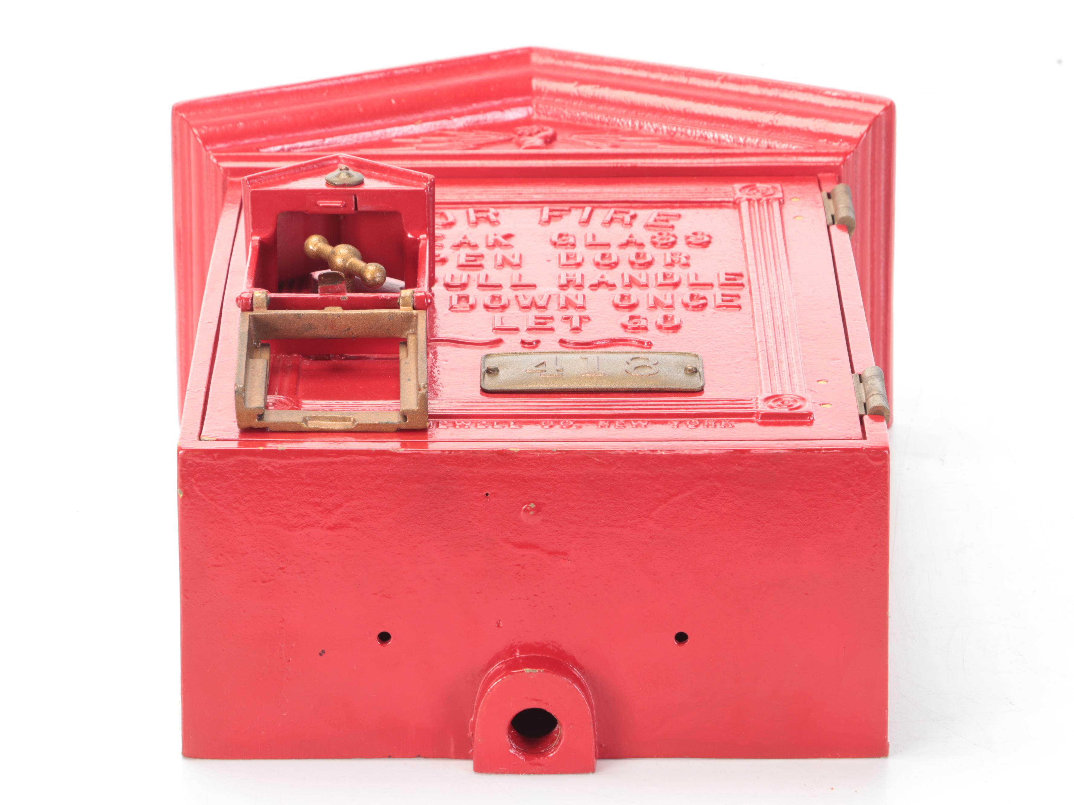 Gamewell Co. Red-Painted Cast Iron Fire Alarm Call Box
