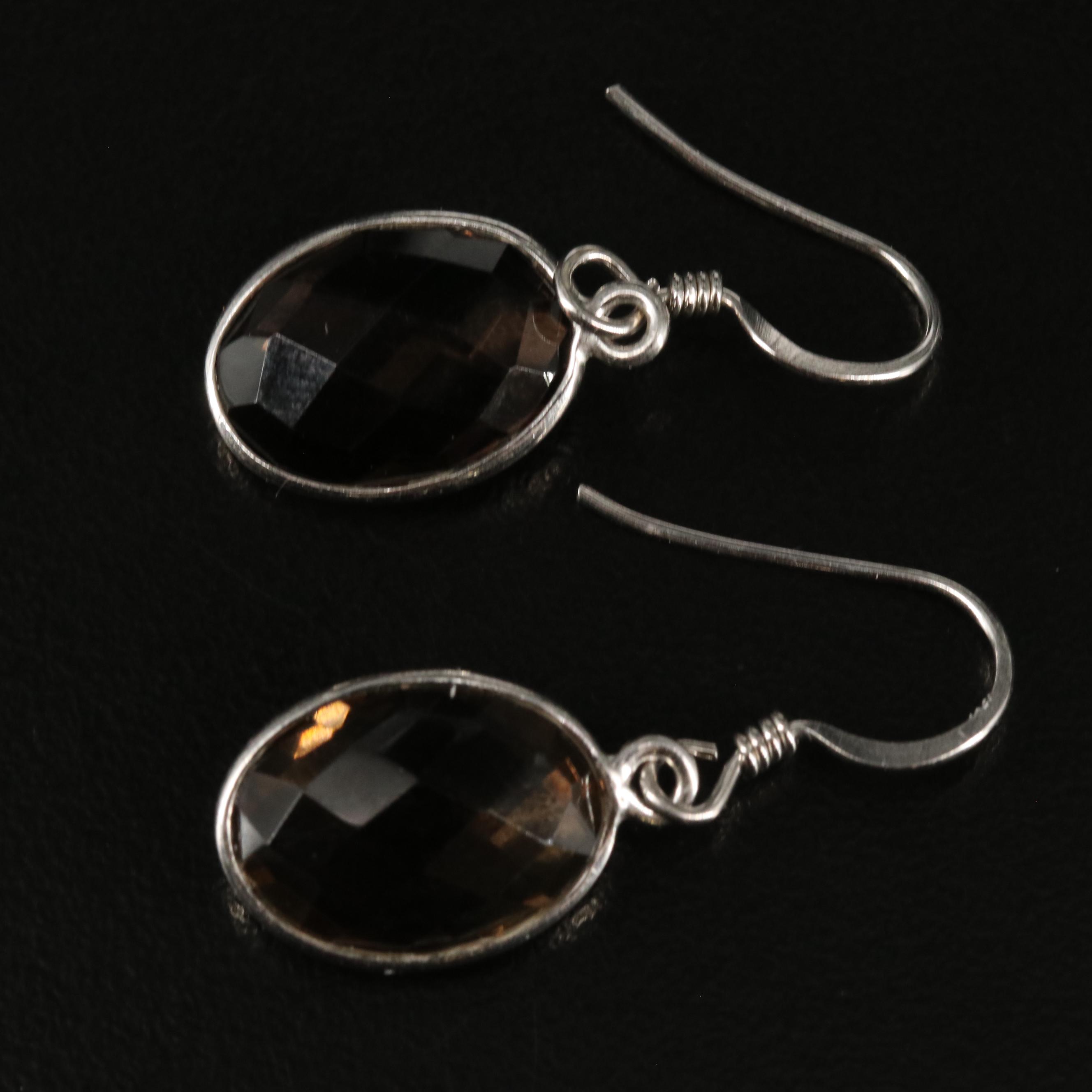 Sterling Smoky Quartz Drop Earrings