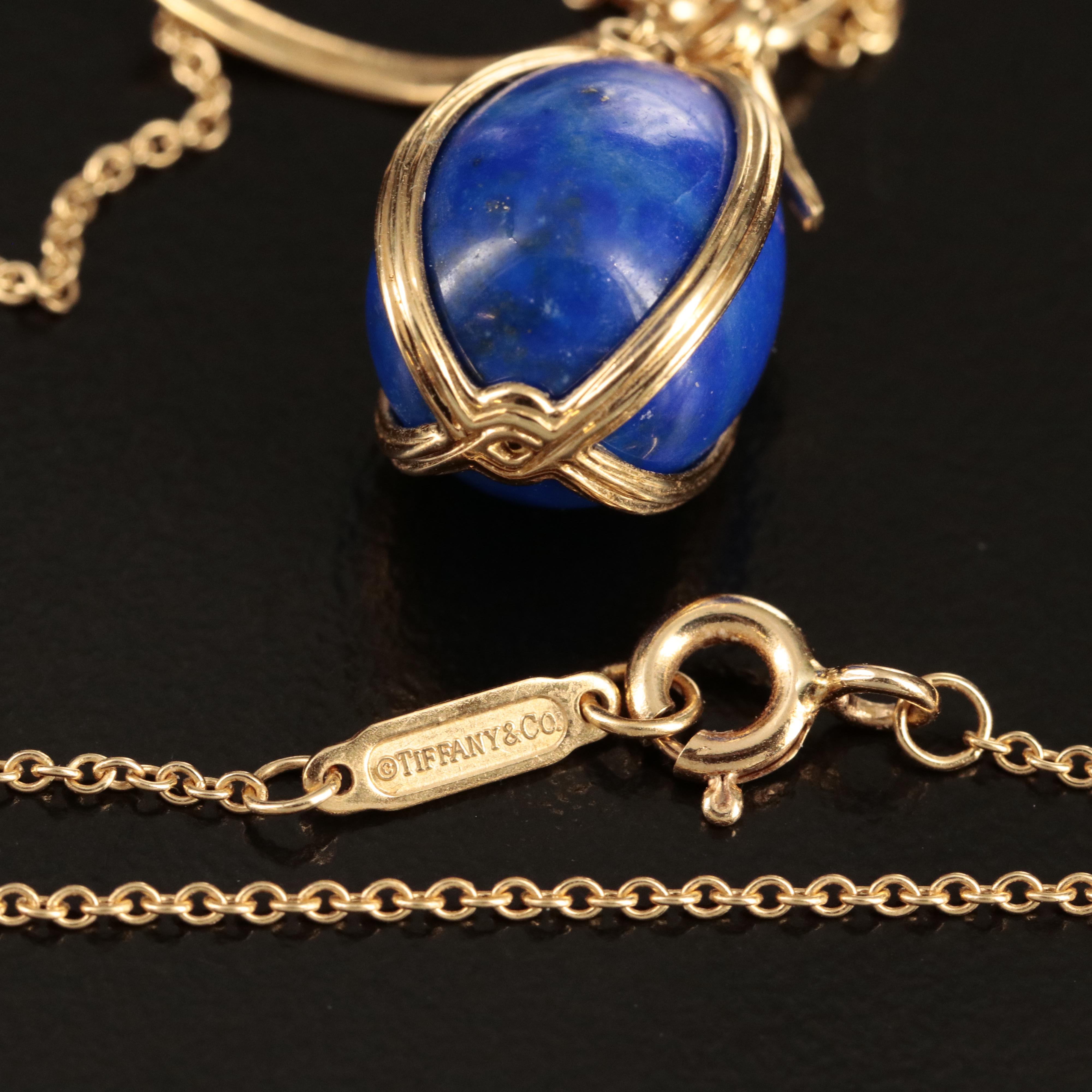 Schlumberger Studio for Tiffany & Co. 18K Lapis Lazuli Egg Pendant Necklace