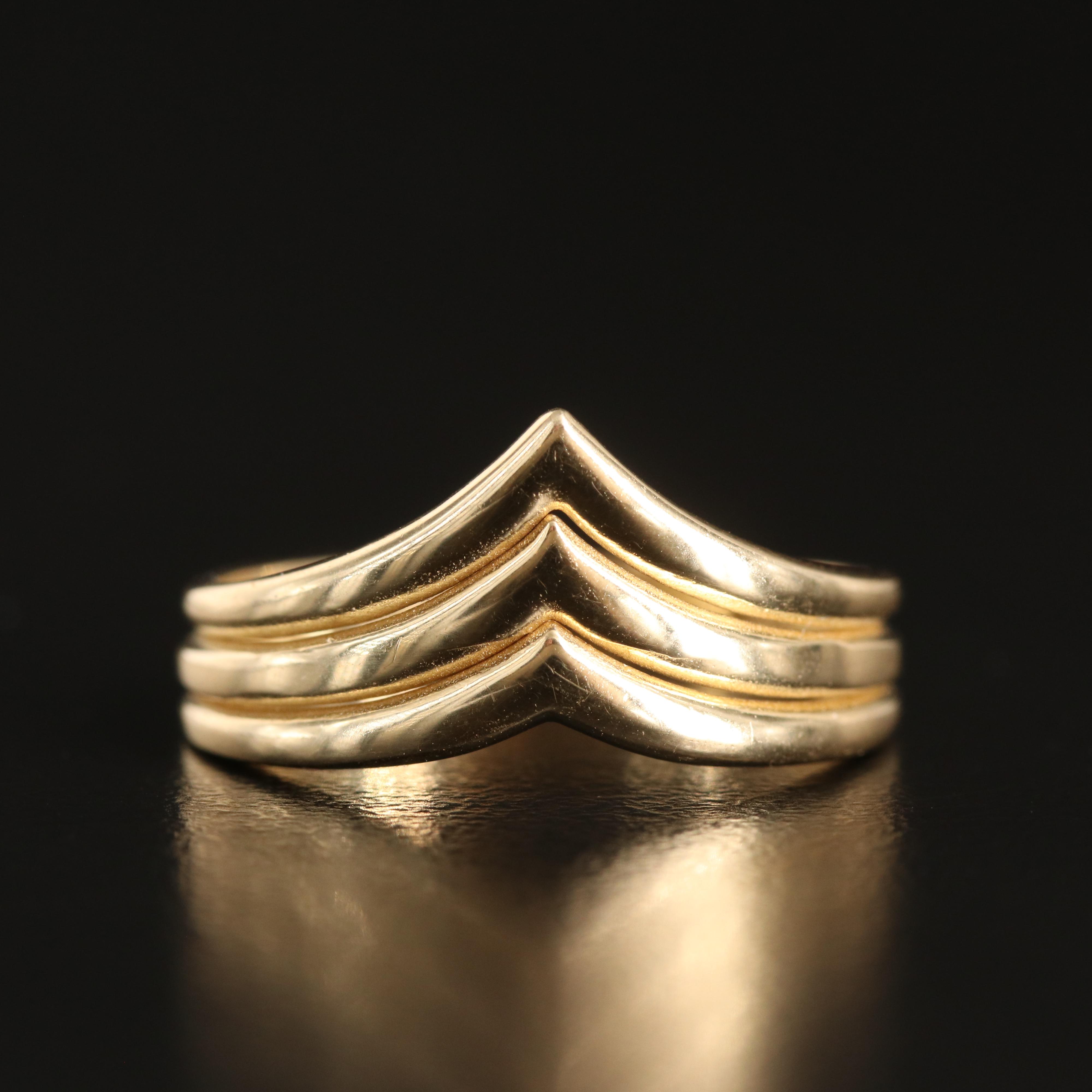 14K Triple Chevron Ring
