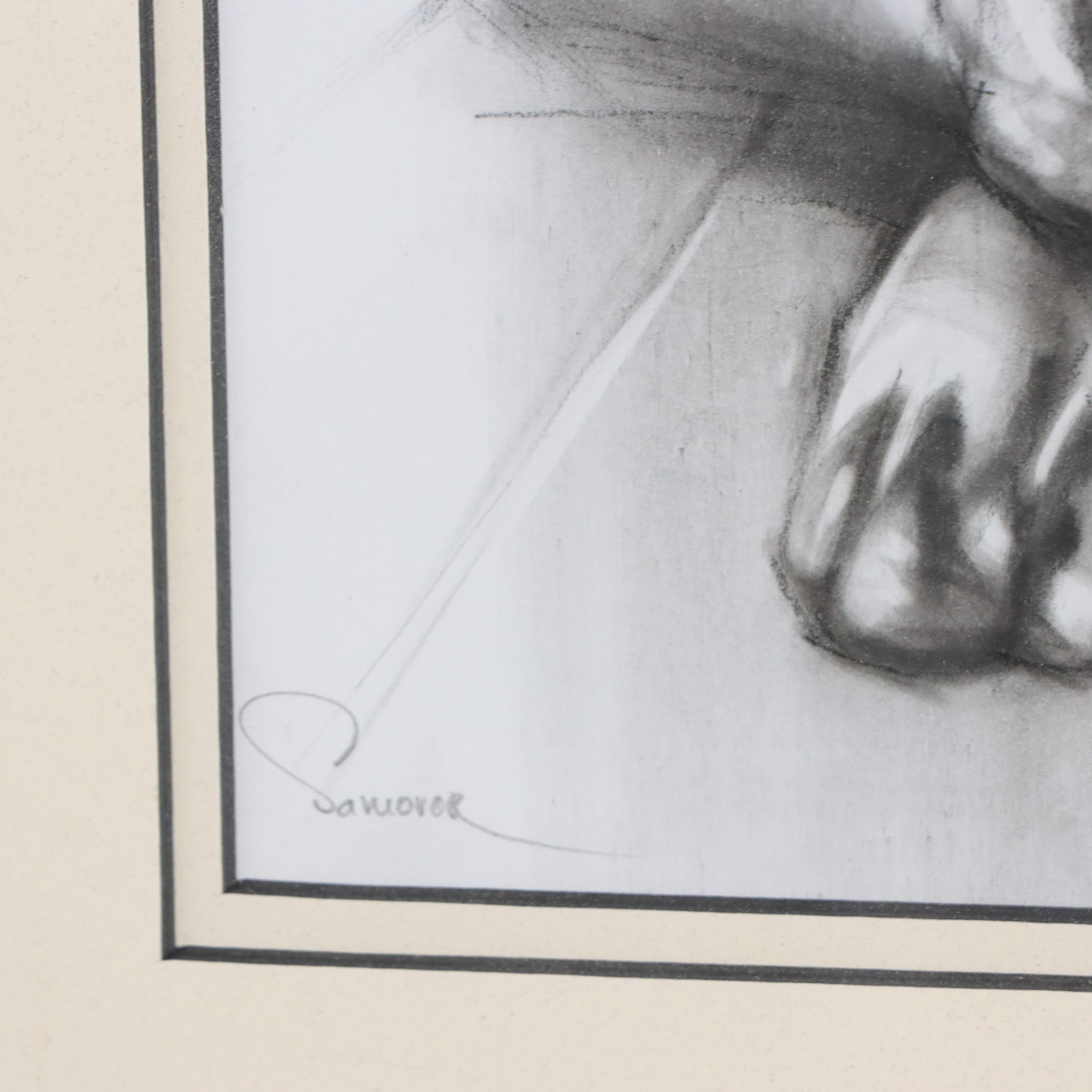 Yaroslav Novostavskyi Charcoal and Graphite Drawing of Dog, 2022