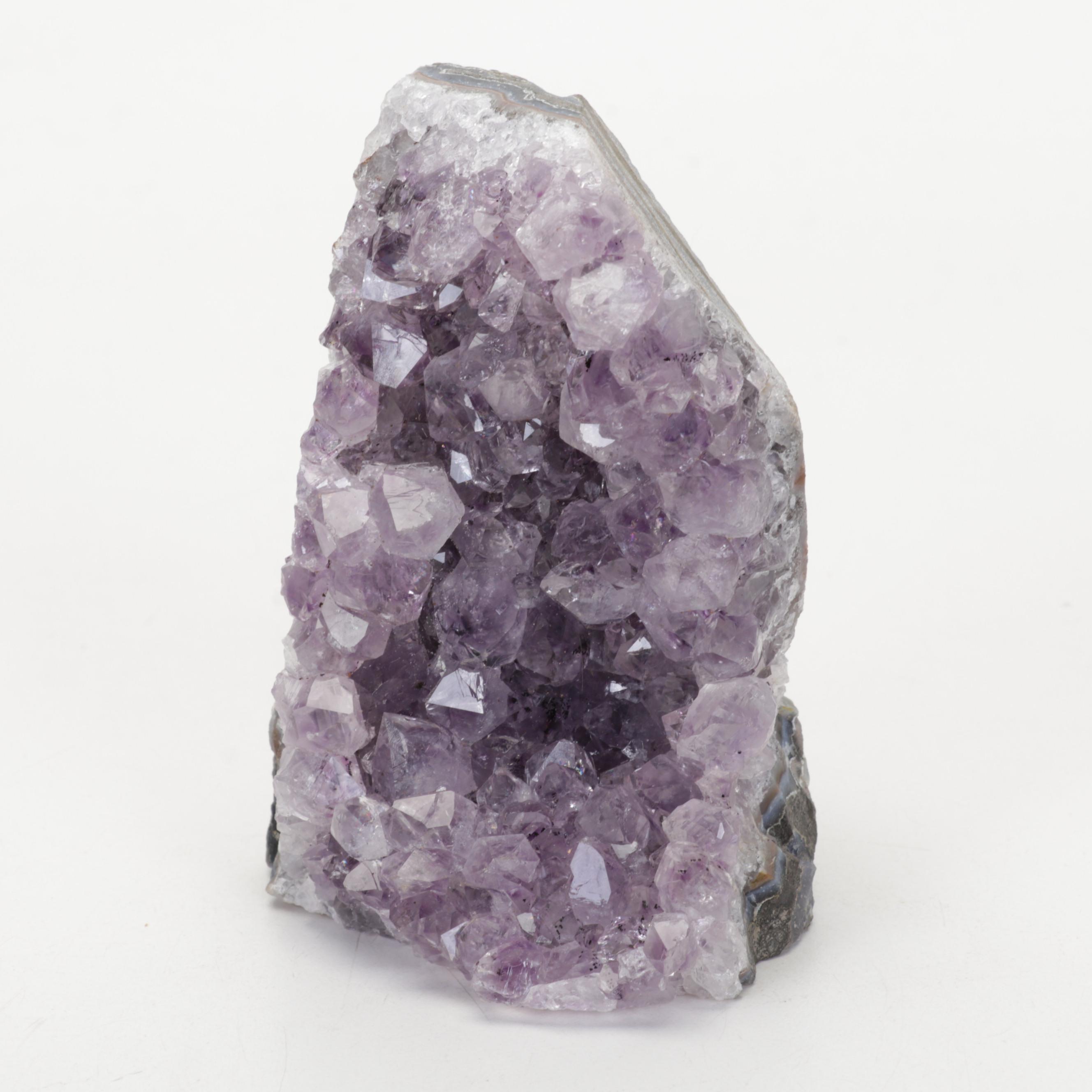 Amethyst Cathedral Geode Segment, Quartz Crystal Point and Sandstone Specimen