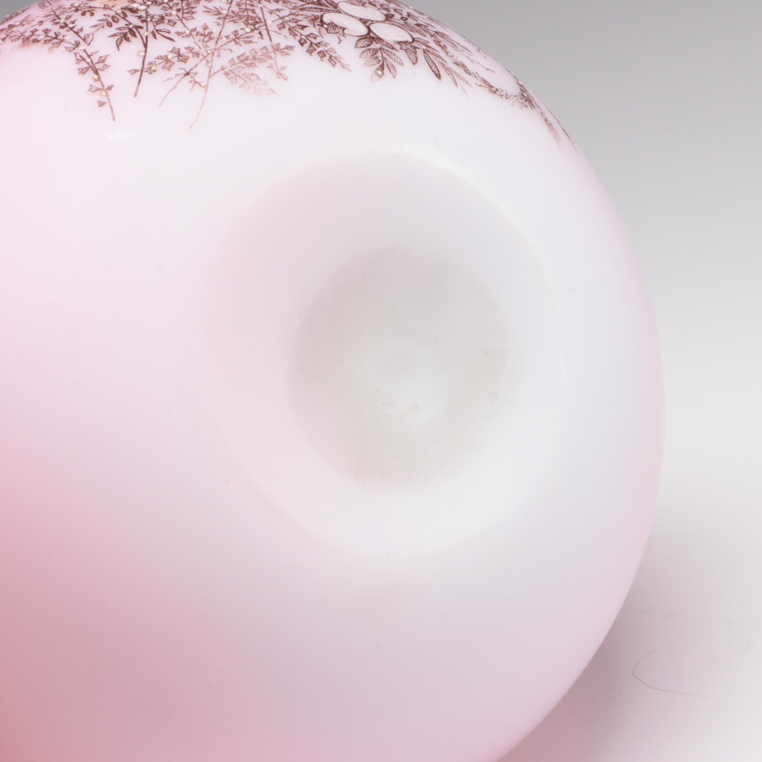 Victorian Enameled Satin Glass Rose Bowl