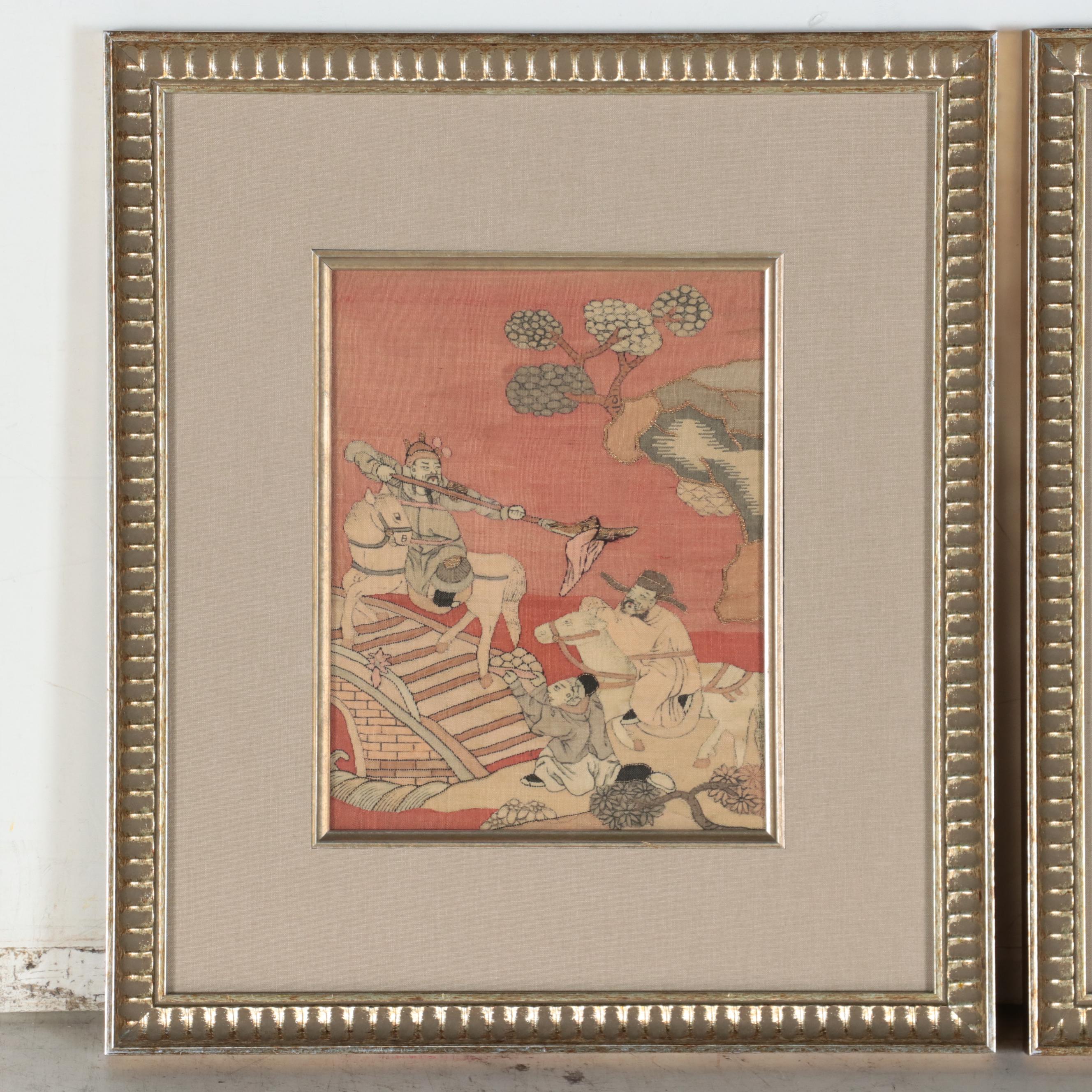 Chinese Handwoven and Embroidered Kesi Tapestry Panels