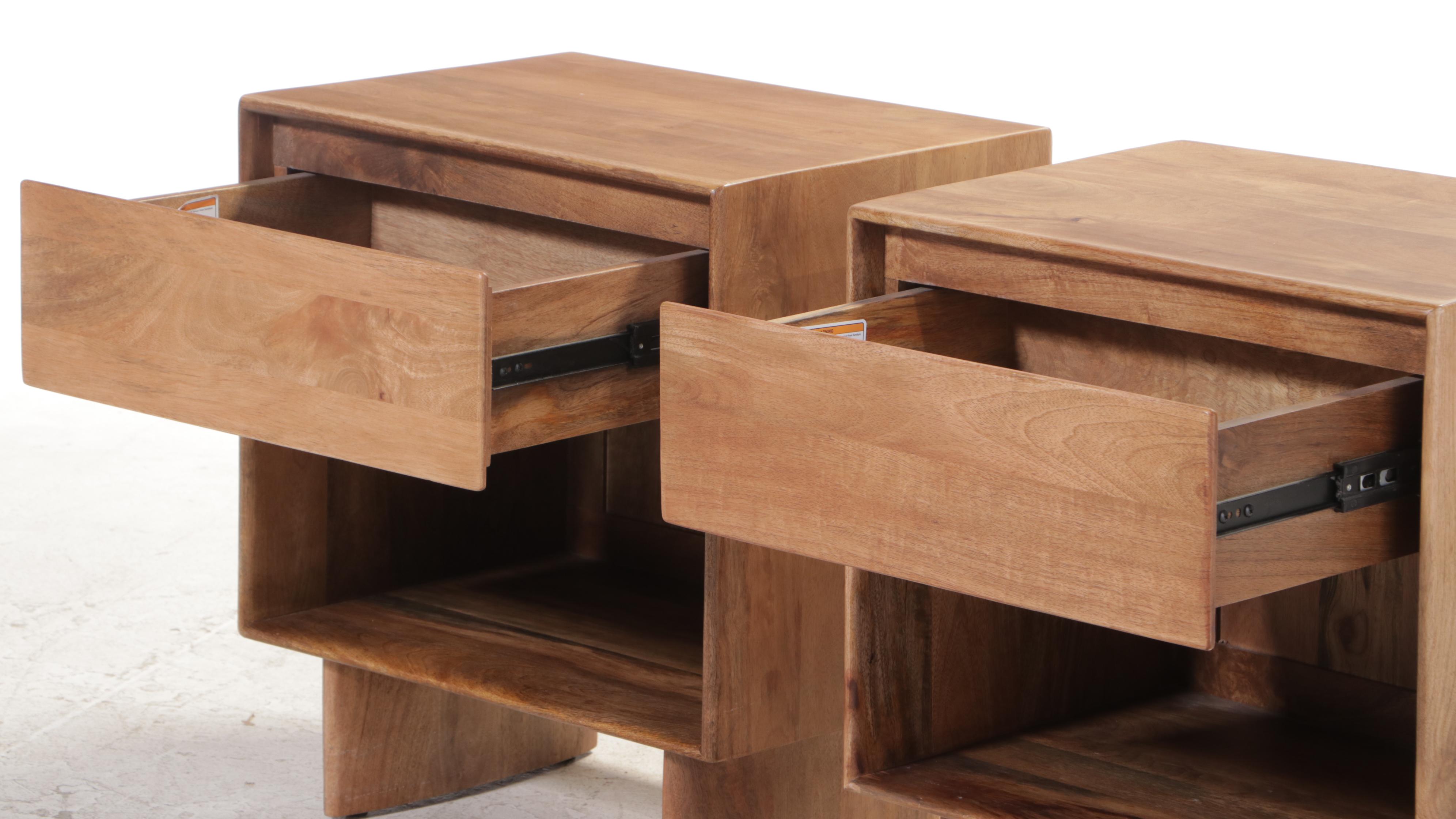 Pair of Williams-Sonoma Modern Style Mangowood End Tables