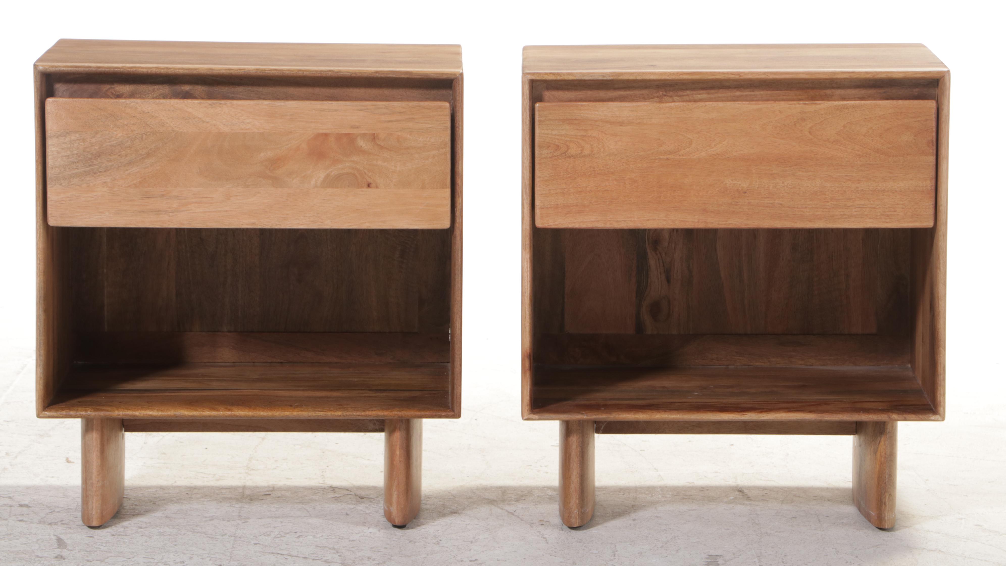 Pair of Williams-Sonoma Modern Style Mangowood End Tables