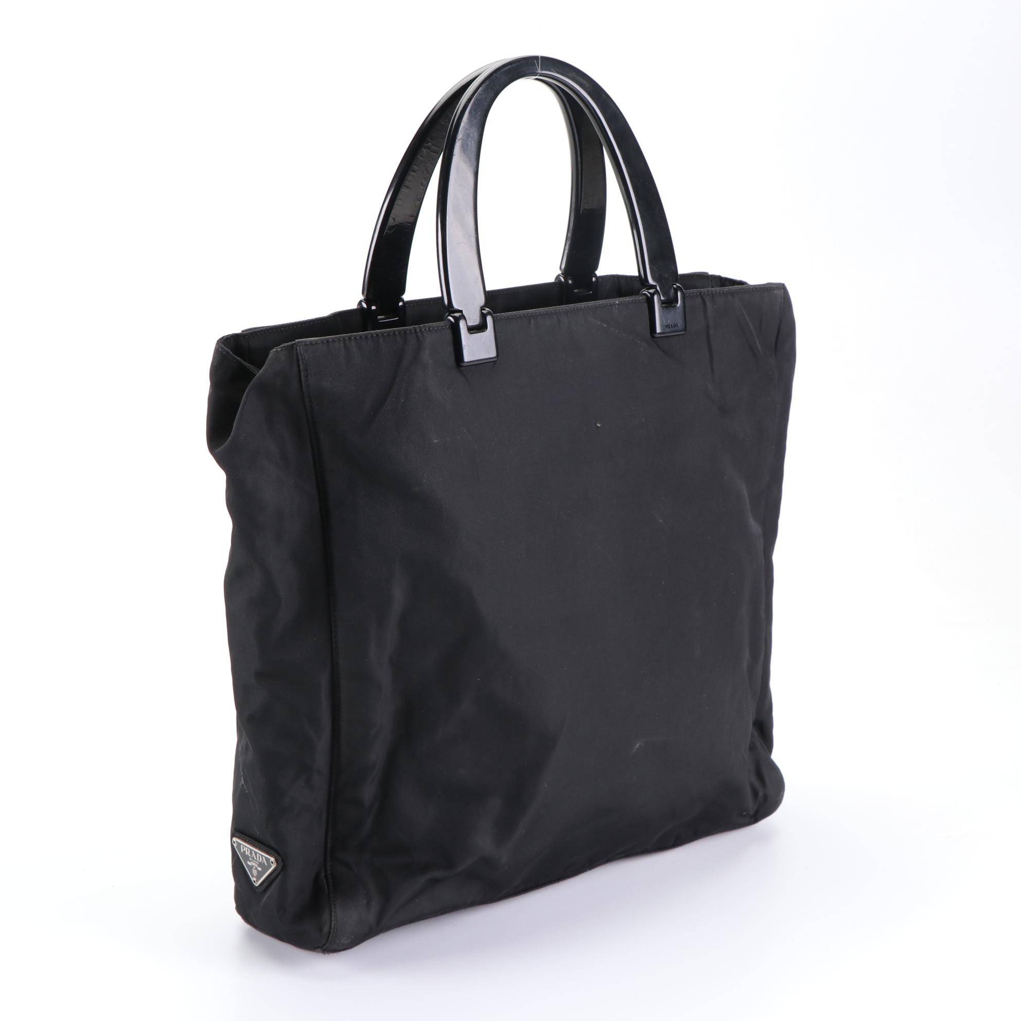Prada Top Handle Tote in Black Nylon