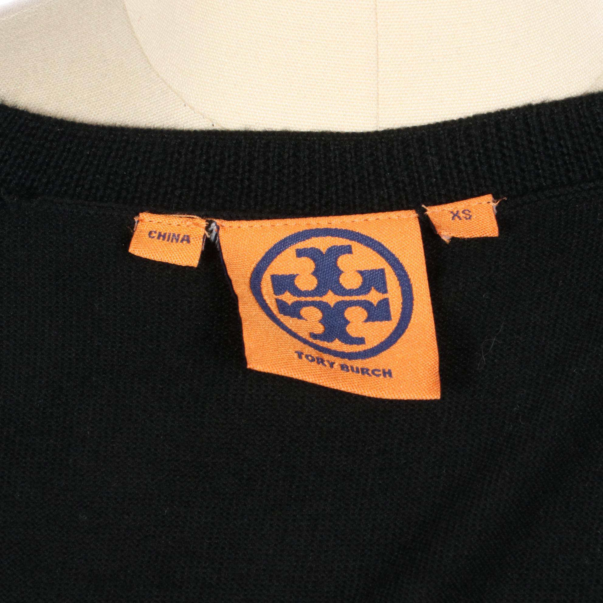 Tory Burch Zip Cardigan in Merino Wool with Silk Pleats
