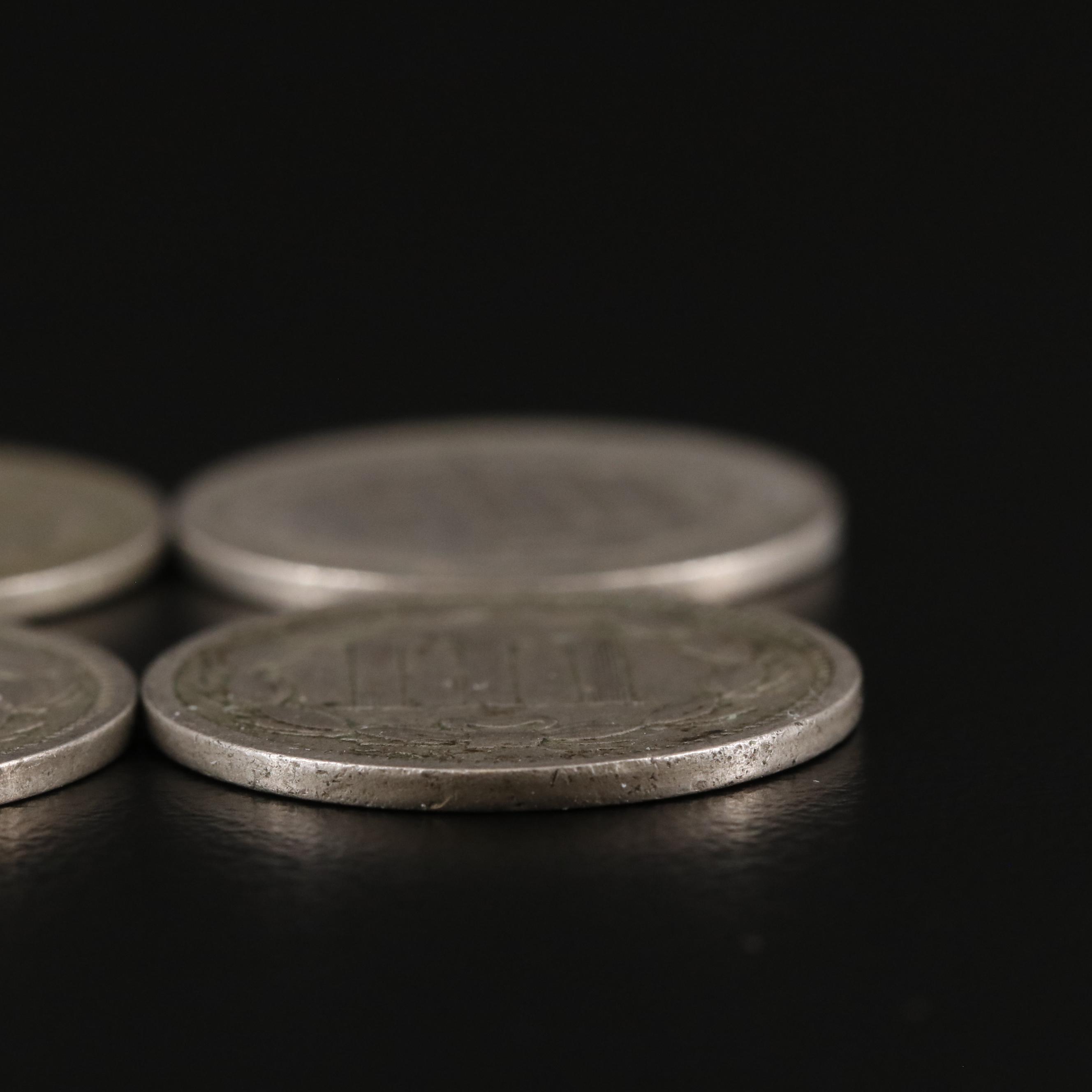 Group of Six Three Cent Nickel Coins