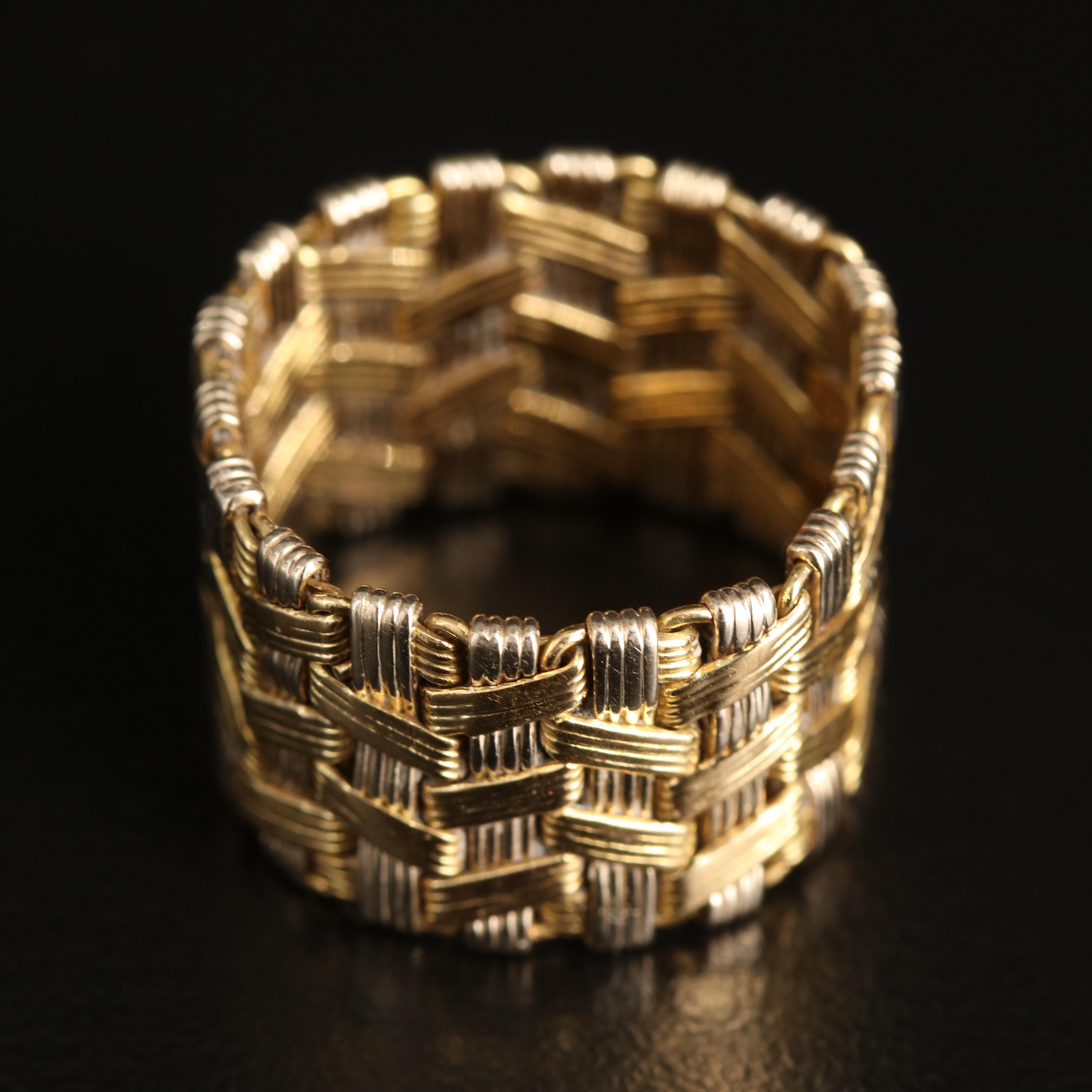 Italian 18K Basket Weave Flex Ring