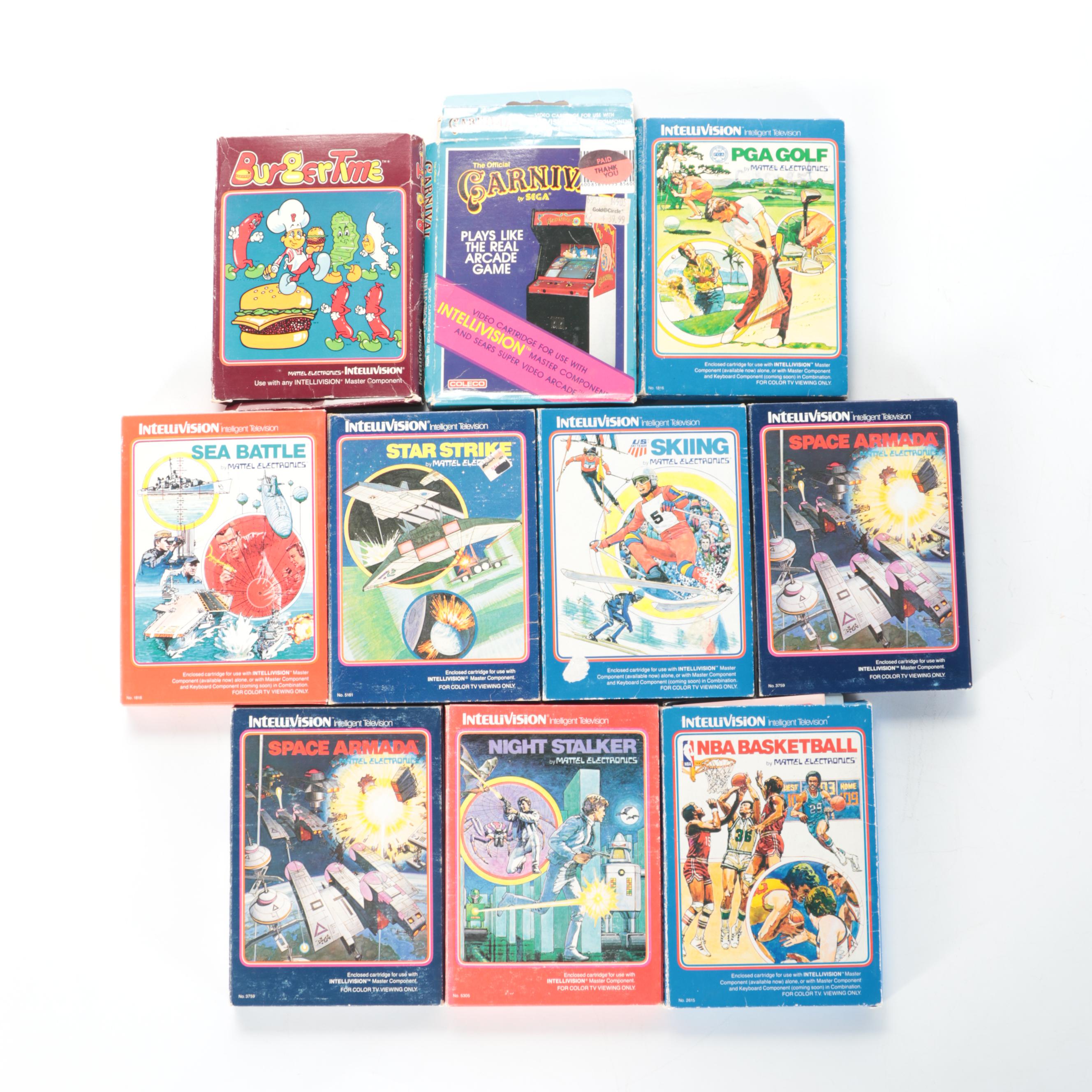 Intellivision and Atari 2600 Video Games with NBA, Bermuda Triangle, More