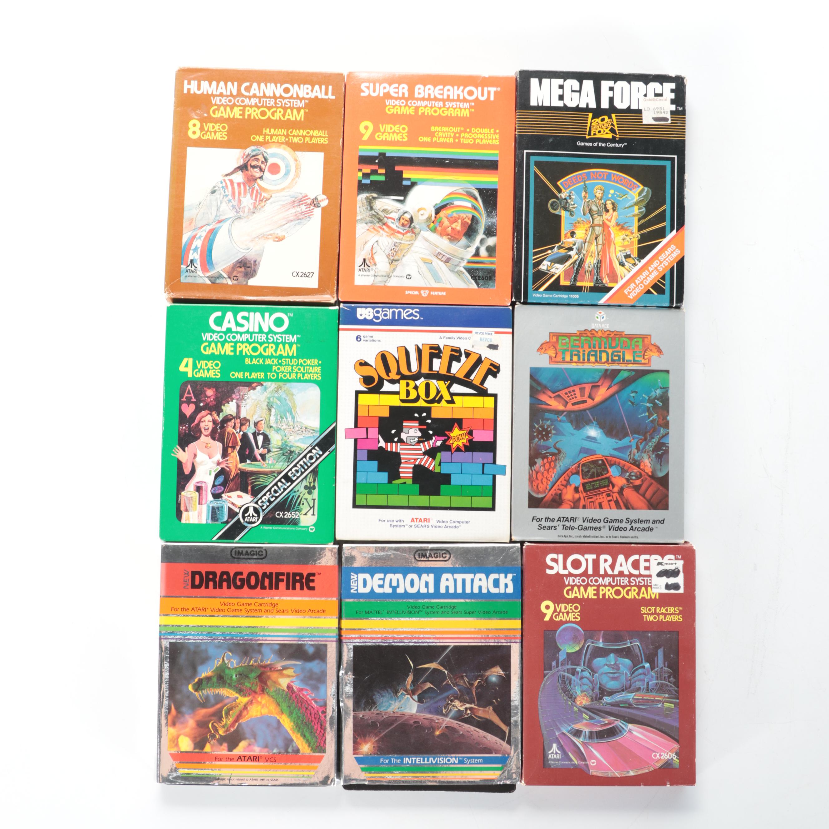 Intellivision and Atari 2600 Video Games with NBA, Bermuda Triangle, More