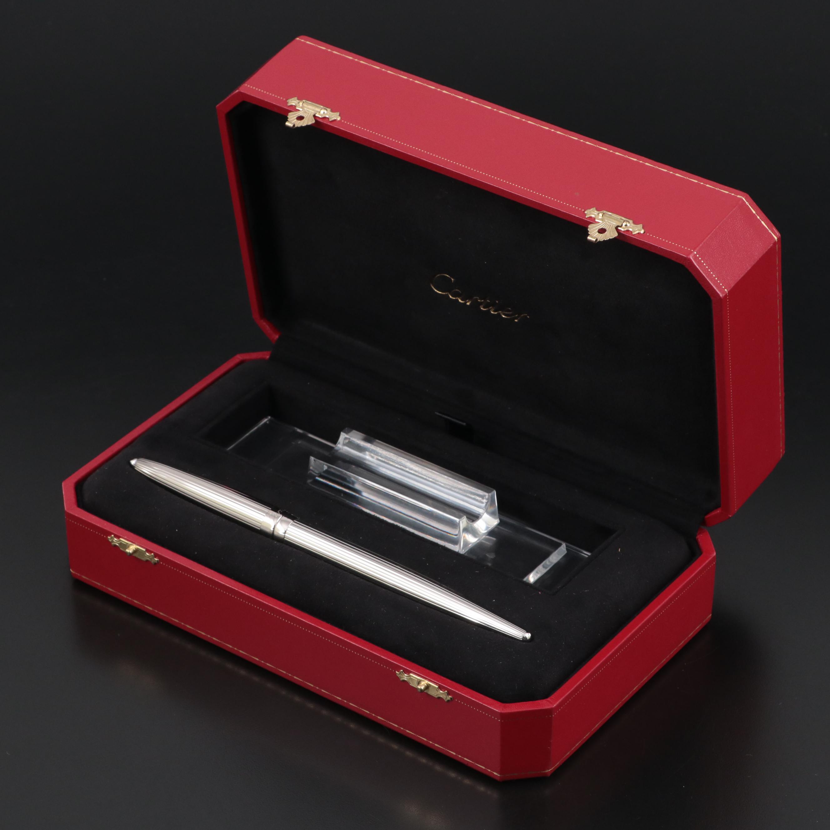Cartier Limited Edition "Stylo D'Exception" Fountain Pen with Crystal Stand