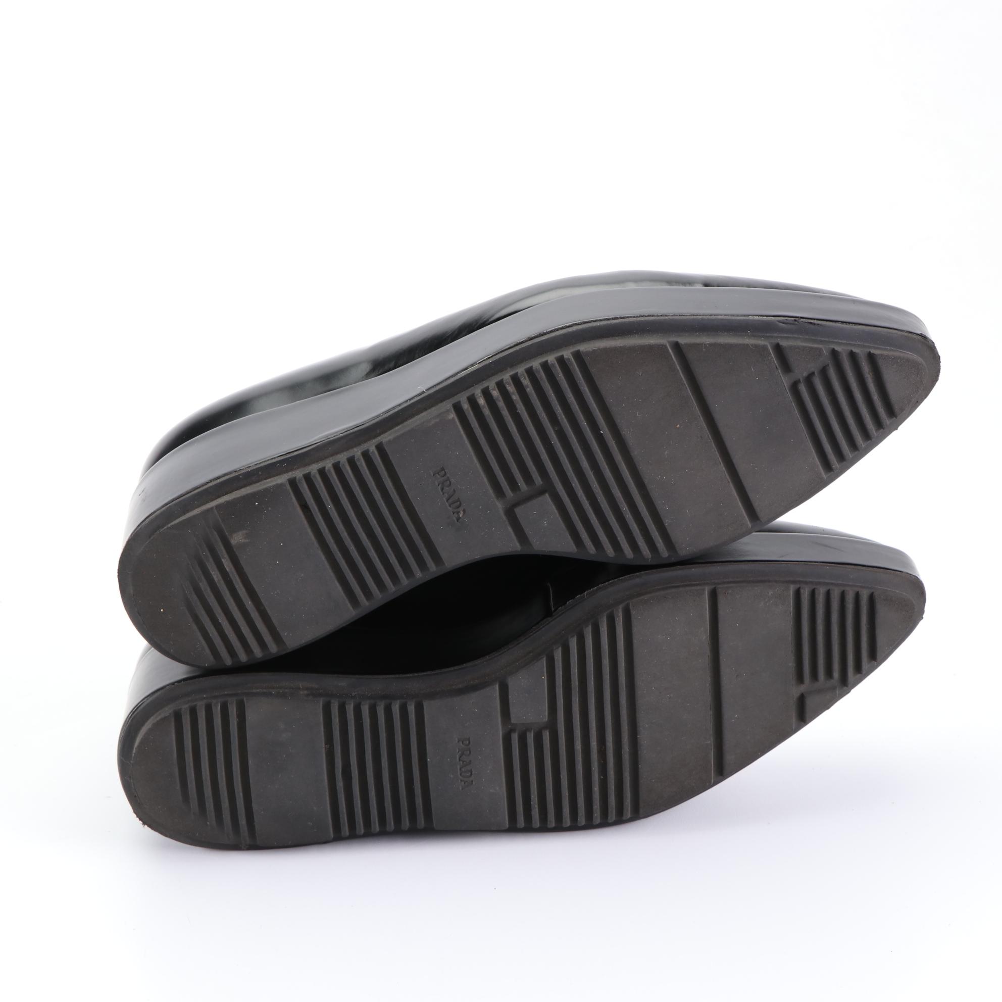 Prada Platform Loafers in Black and White Leather