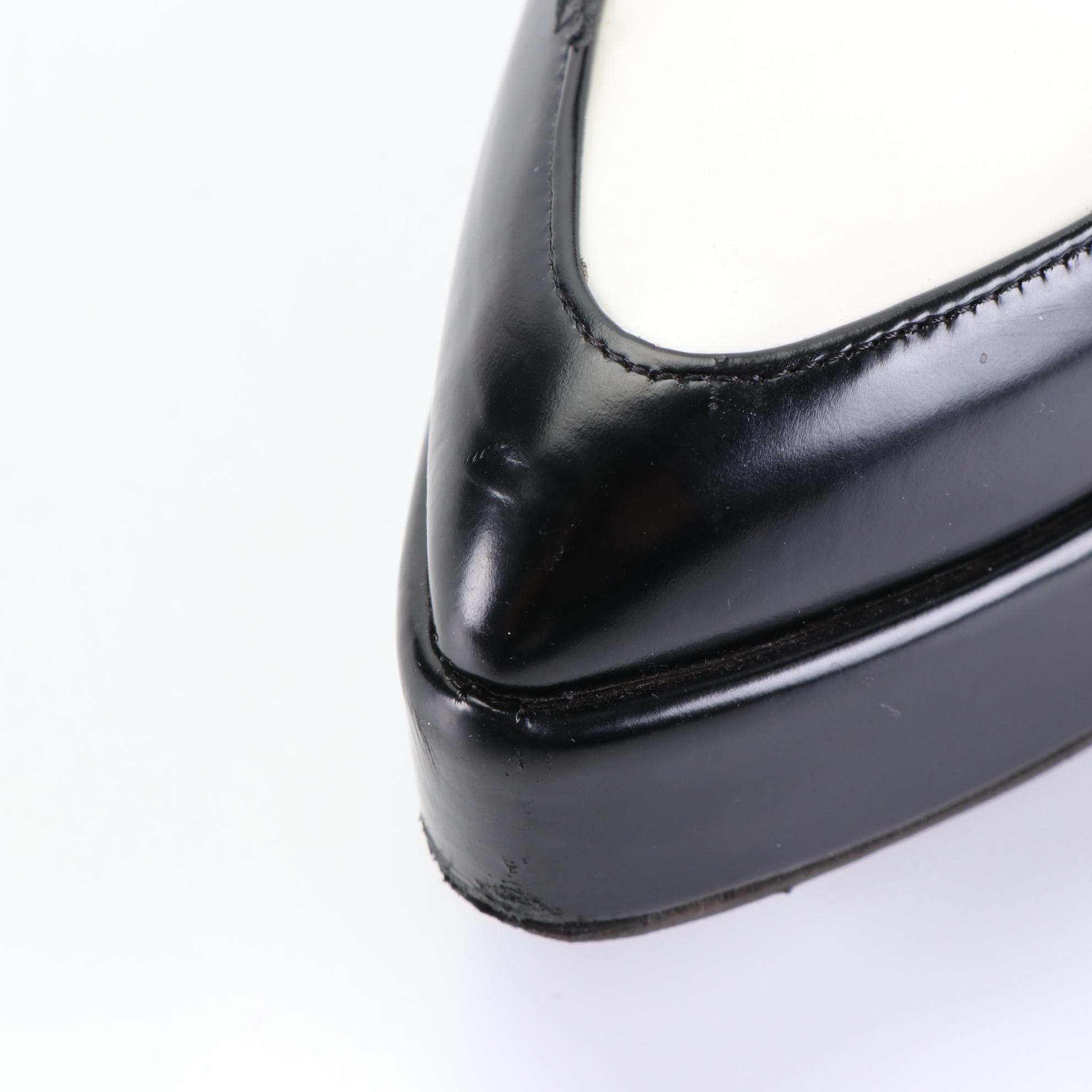 Prada Platform Loafers in Black and White Leather