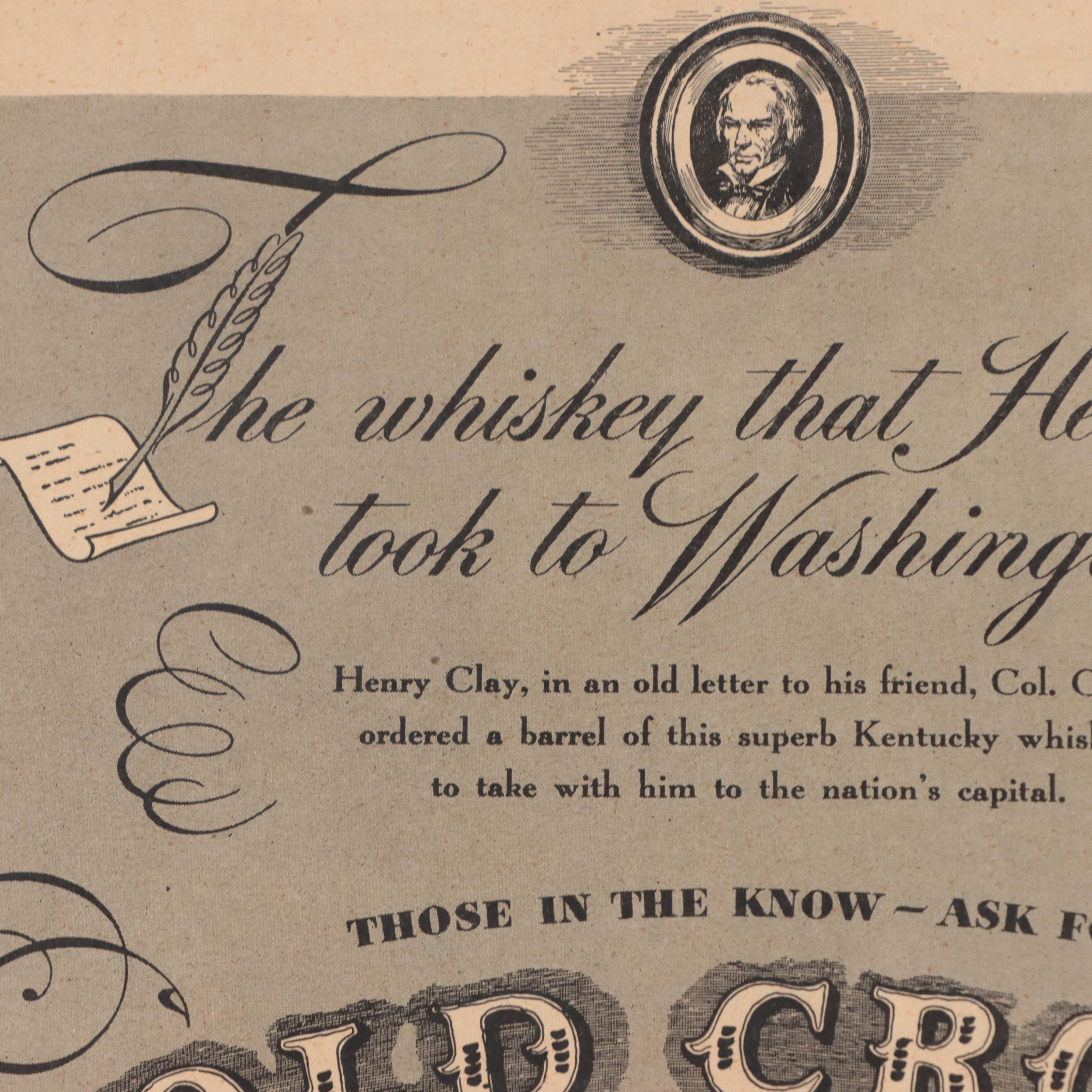 Old Crow Lithograph Advertisement Page, 1946