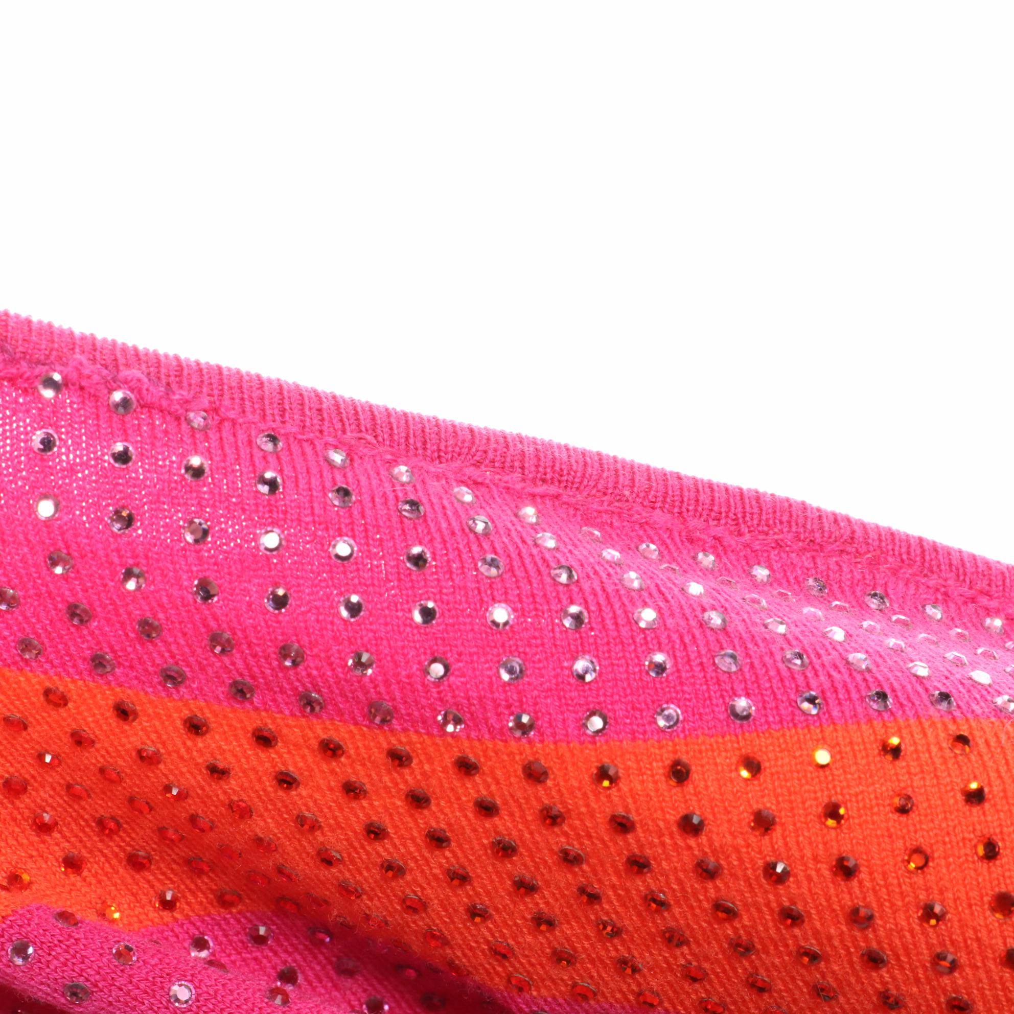 Embellished Striped Knit Bodycon Strapless Dress