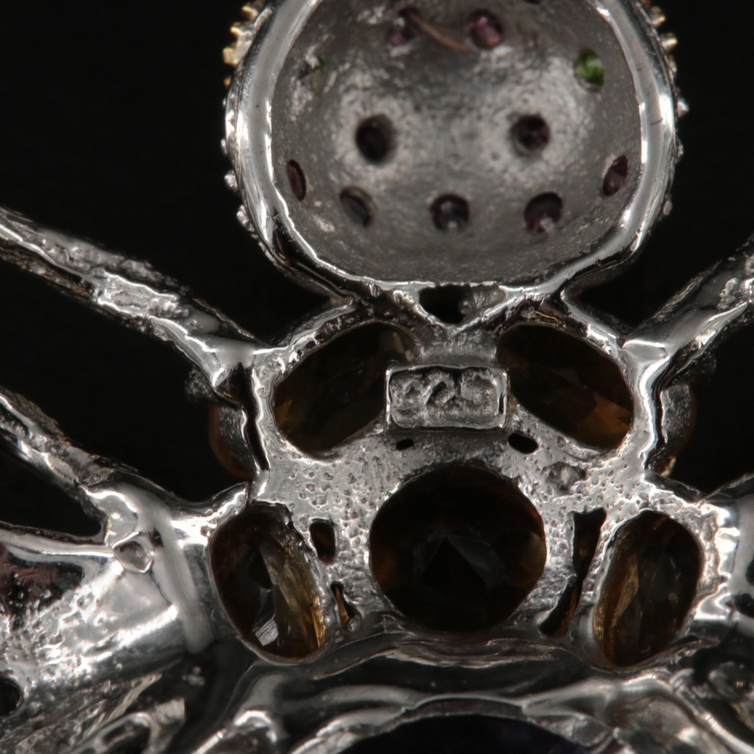 Sterling Amethyst, Citrine and Garnet Insect Pendant