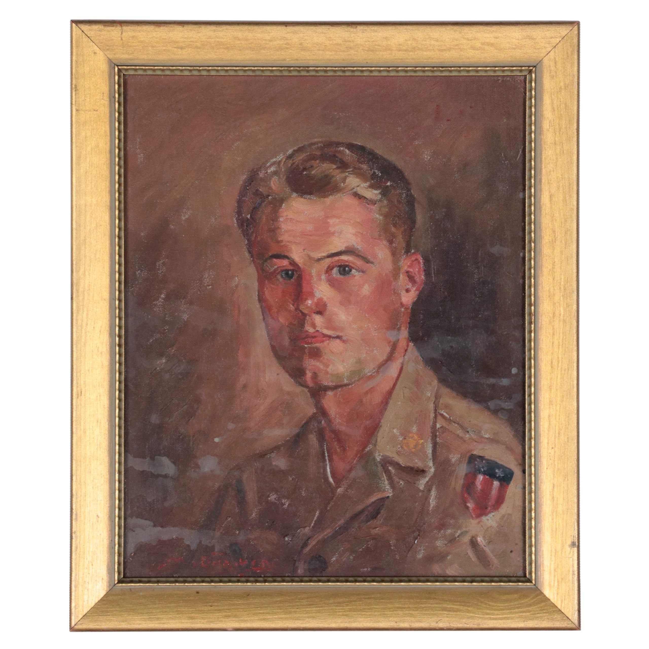 Oil Painting of American Military Portrait, 20th Century