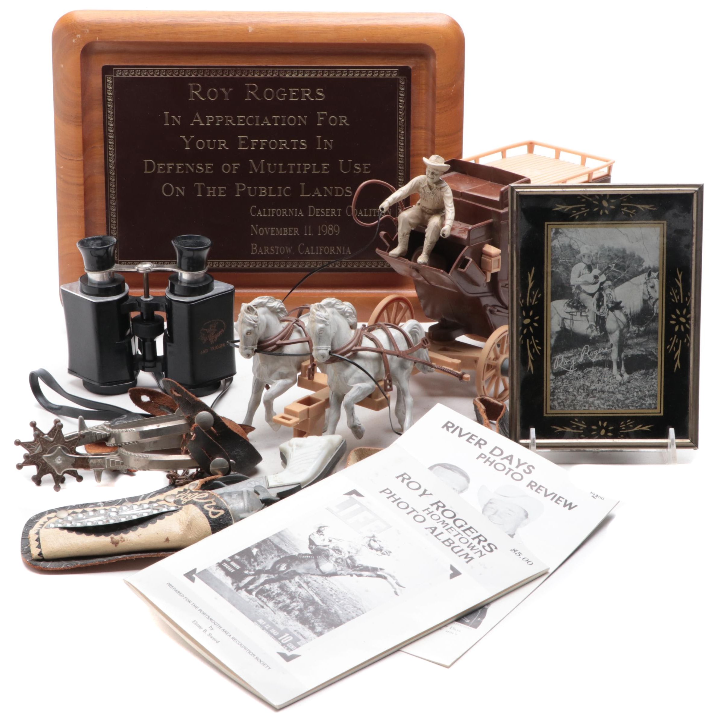 Roy Rogers Memorabilia including Personalized Plaque, Toy Revolver and More