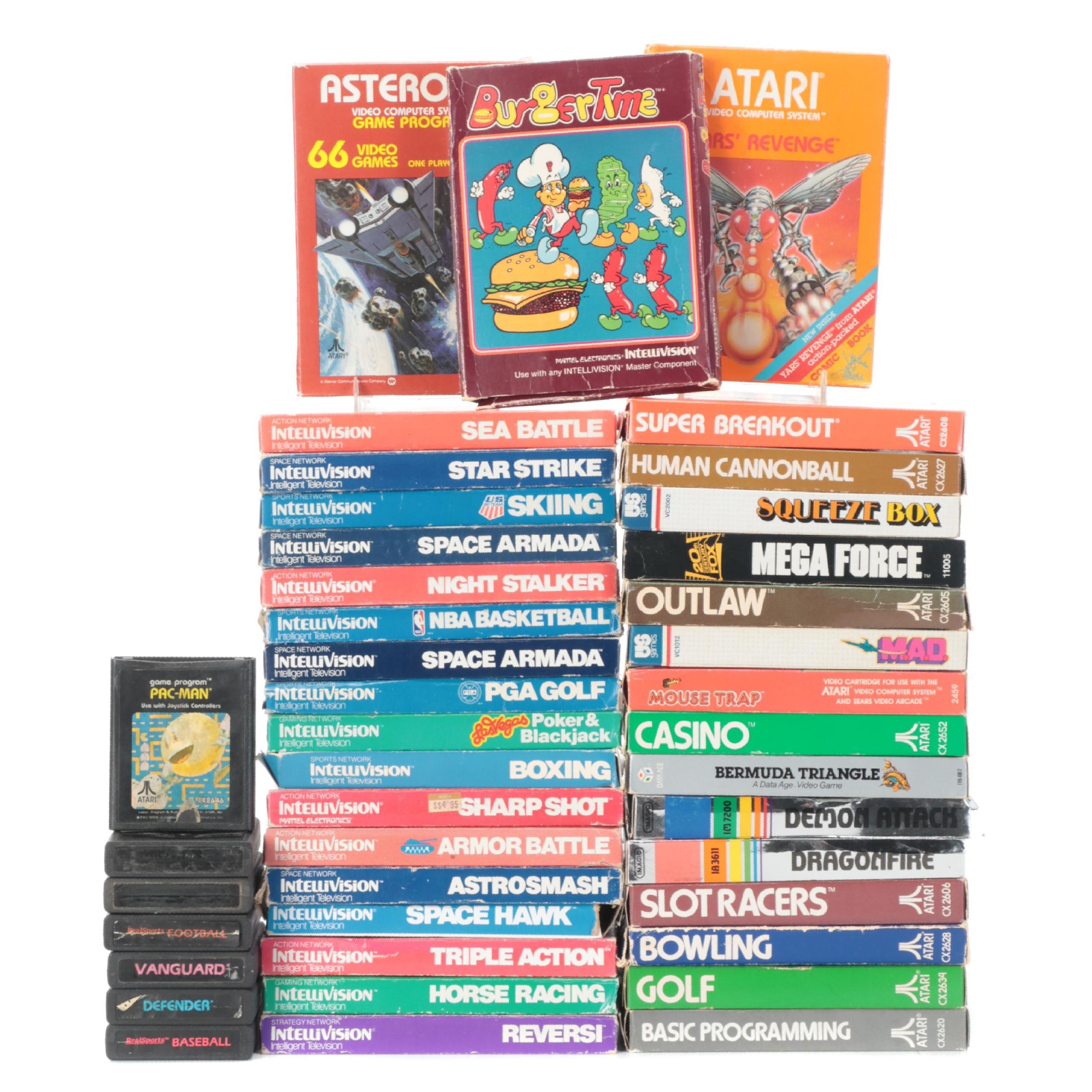 Intellivision and Atari 2600 Video Games with NBA, Bermuda Triangle, More