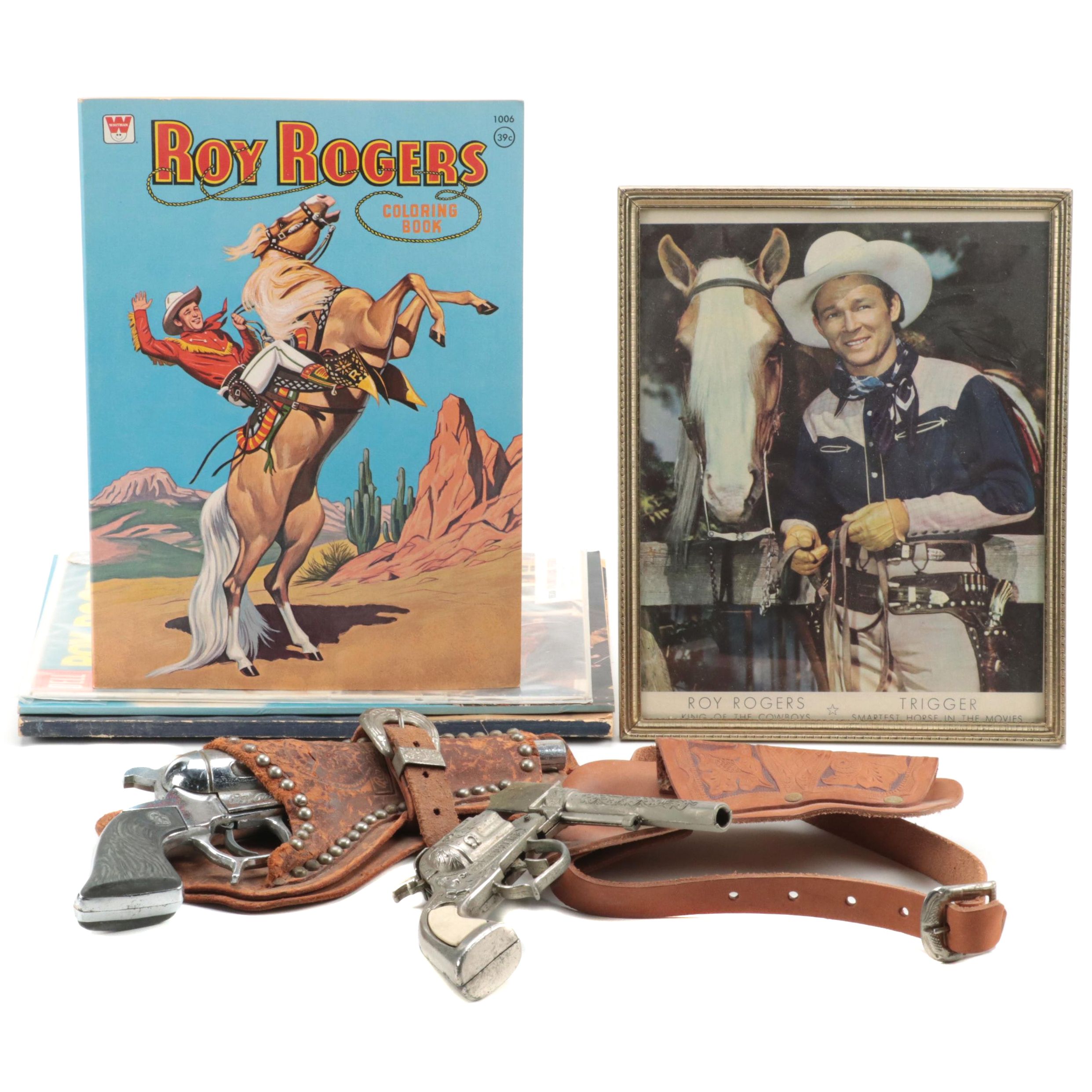 Roy Rogers Coloring Books with Toy Guns and Framed Print