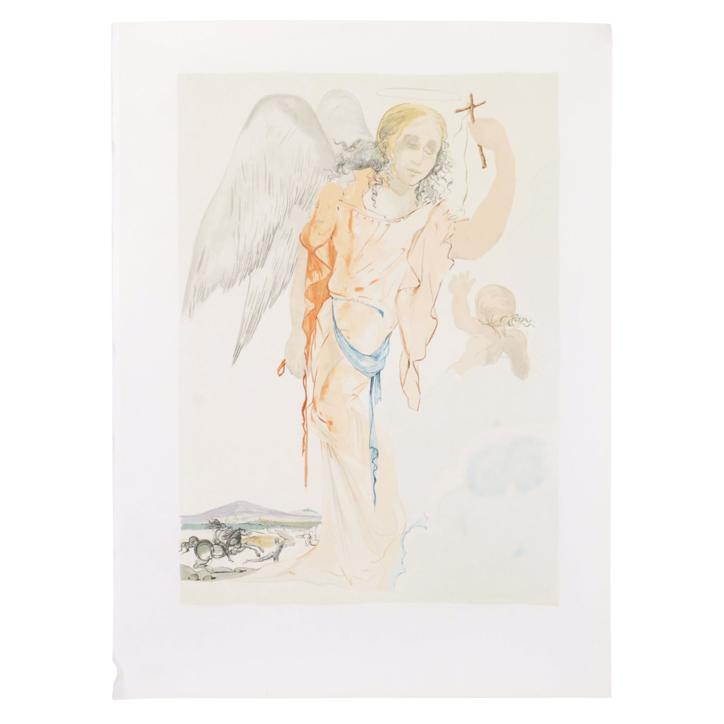 Lithograph After Salvador Dalí "Angel With Cross," Circa 2000