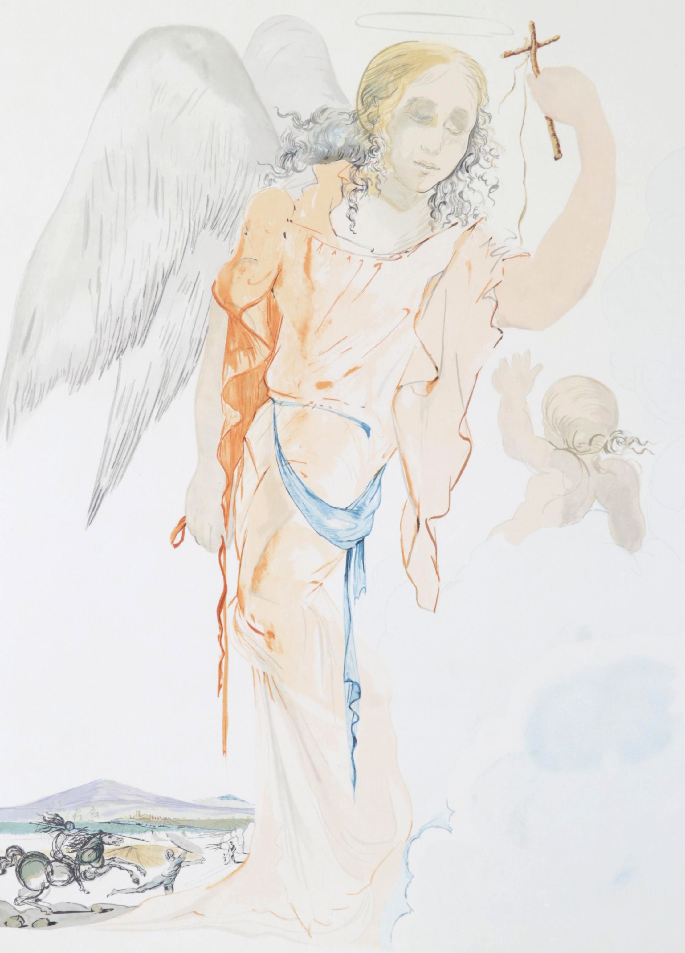 Lithograph After Salvador Dalí "Angel With Cross," Circa 2000