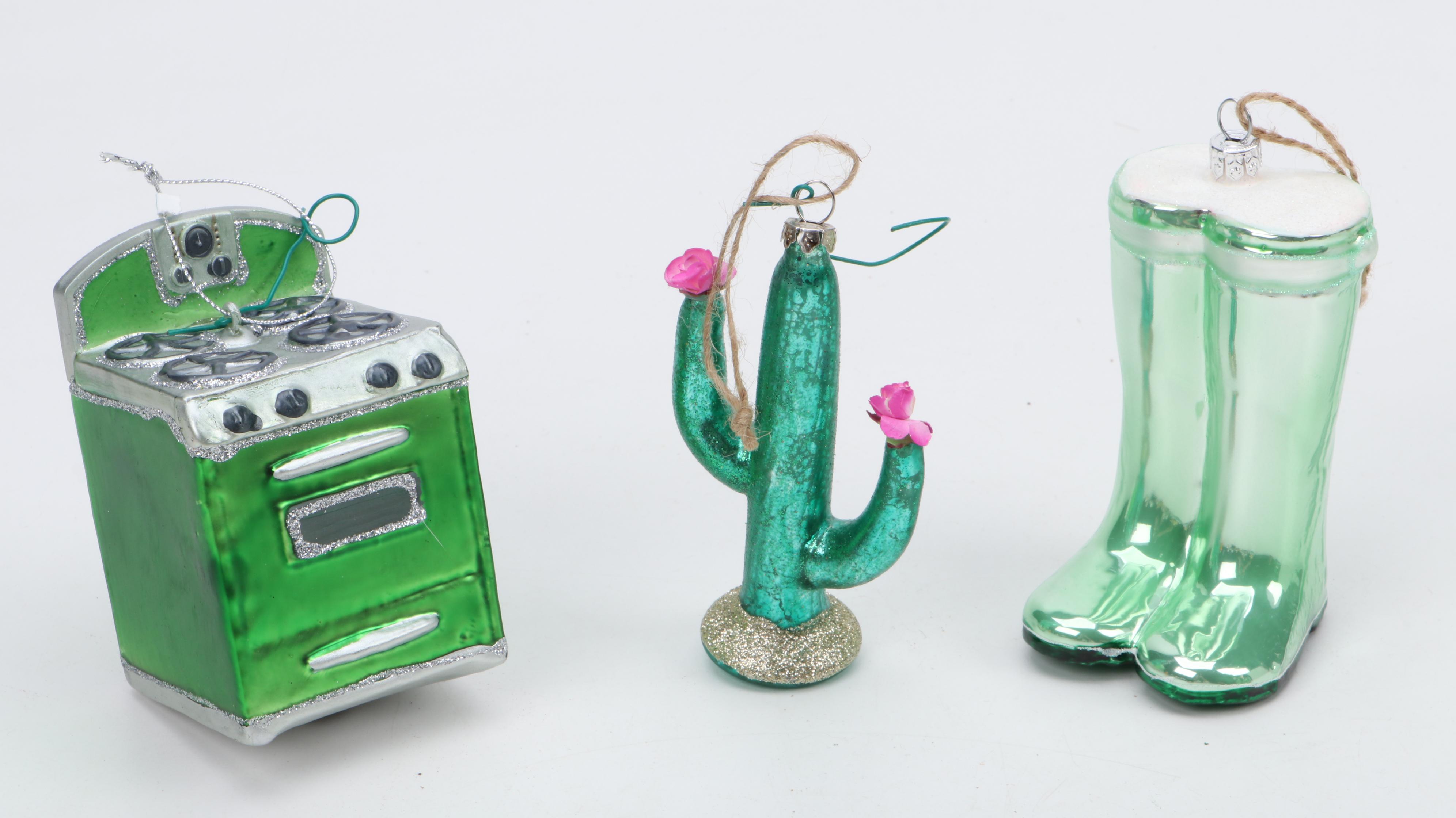 Blown Mercury Glass and Other Figural Christmas Ornaments