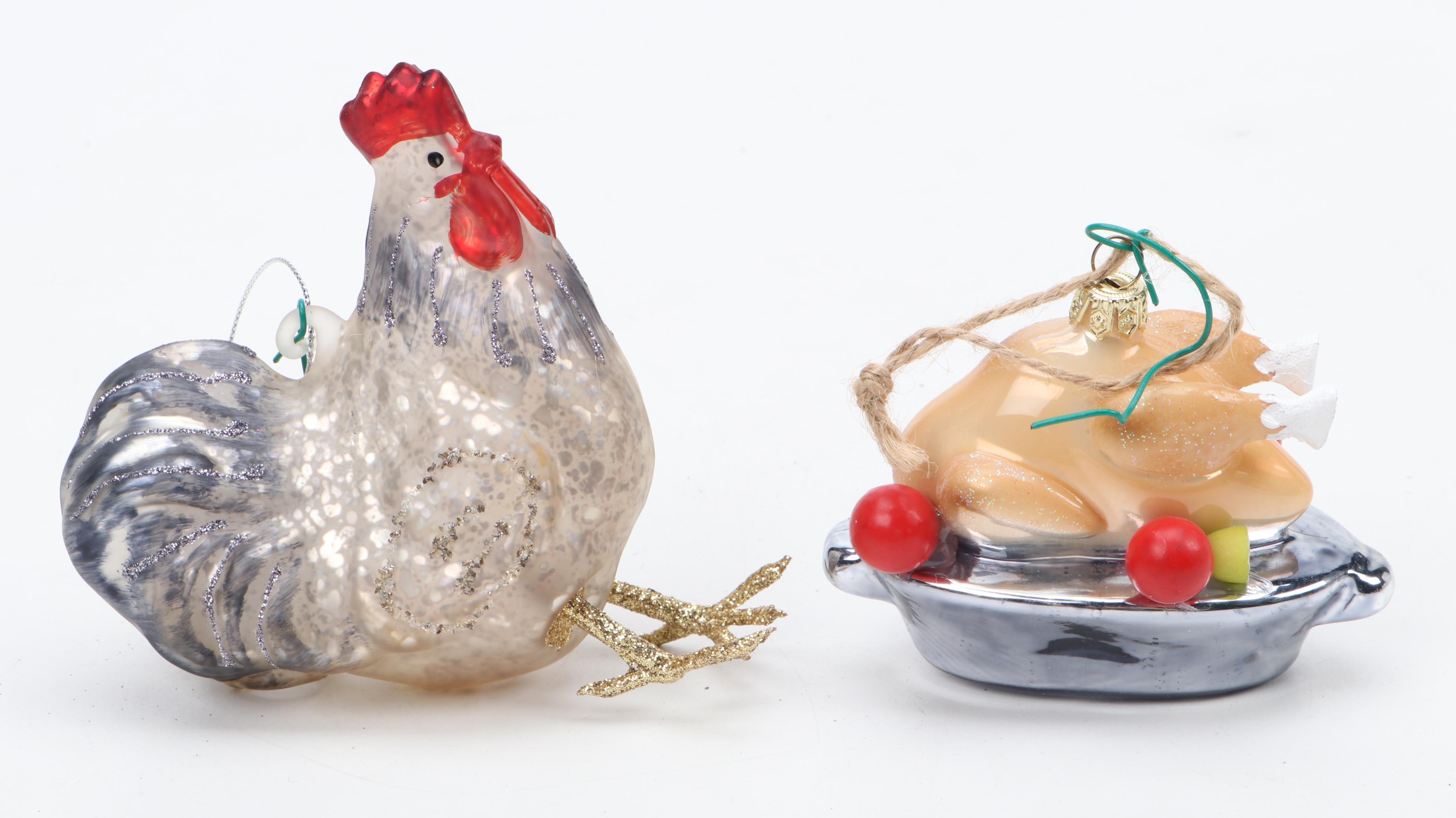 Blown Mercury Glass and Other Figural Christmas Ornaments