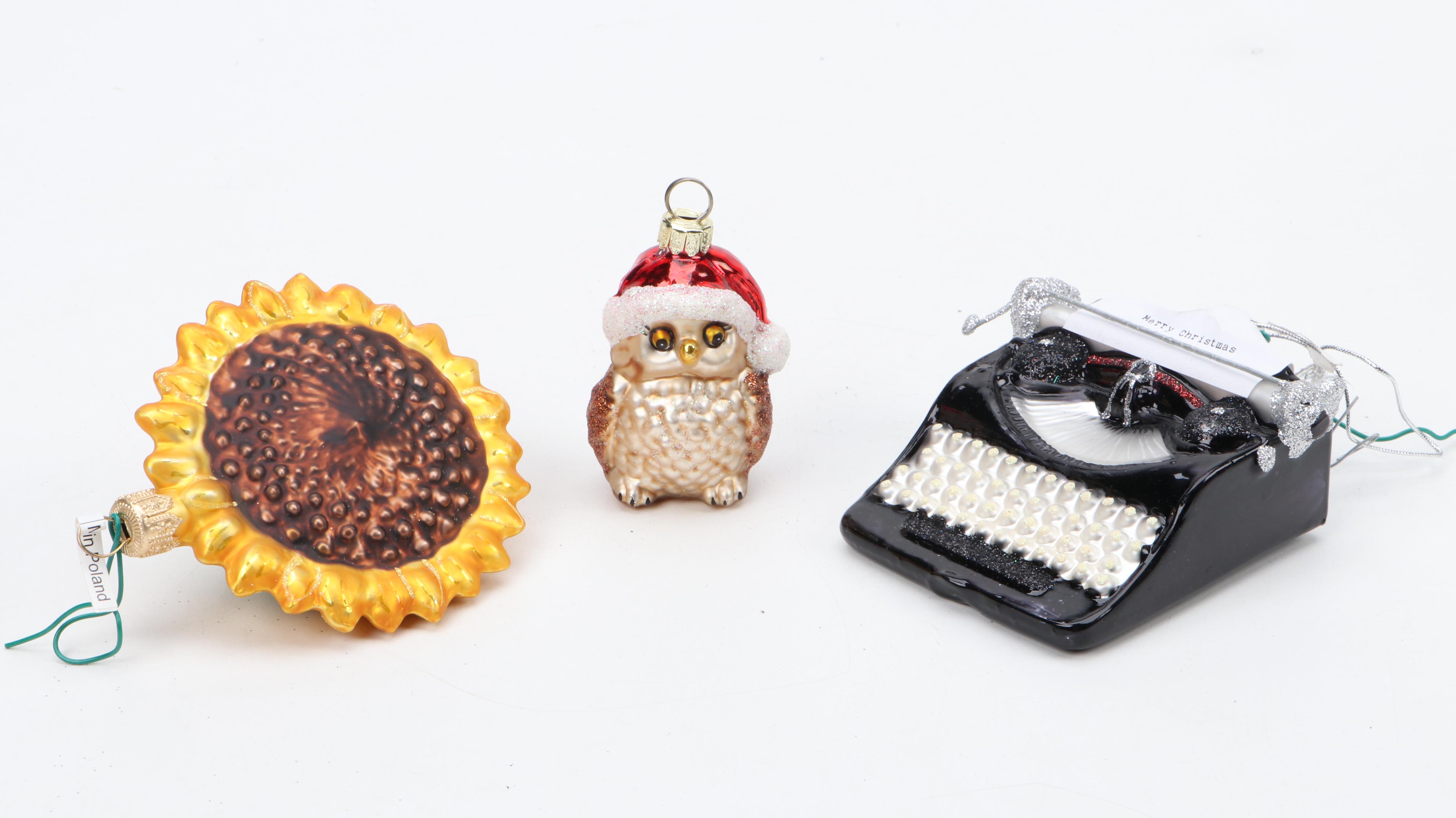 Blown Mercury Glass and Other Figural Christmas Ornaments