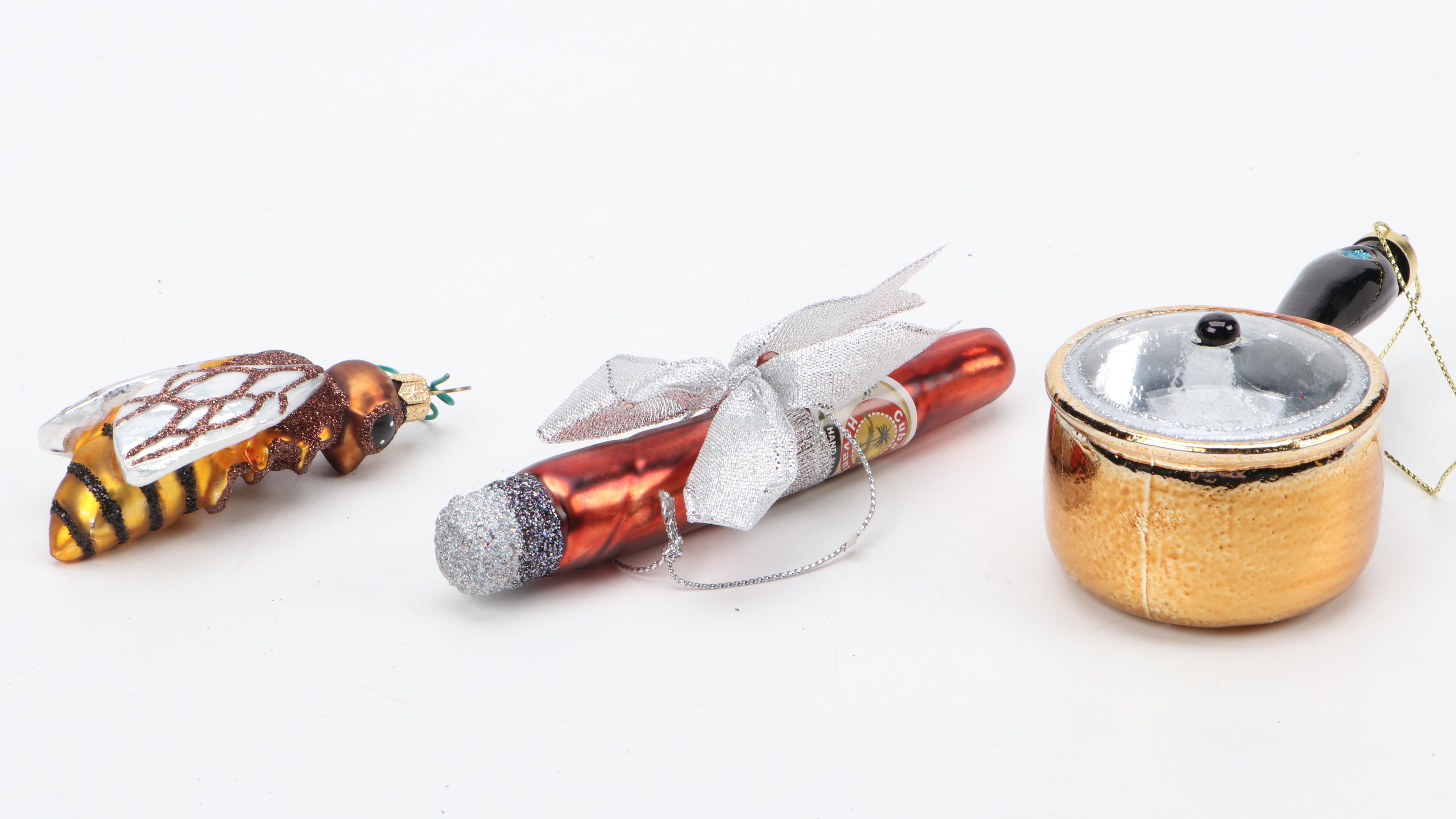 Blown Mercury Glass and Other Figural Christmas Ornaments