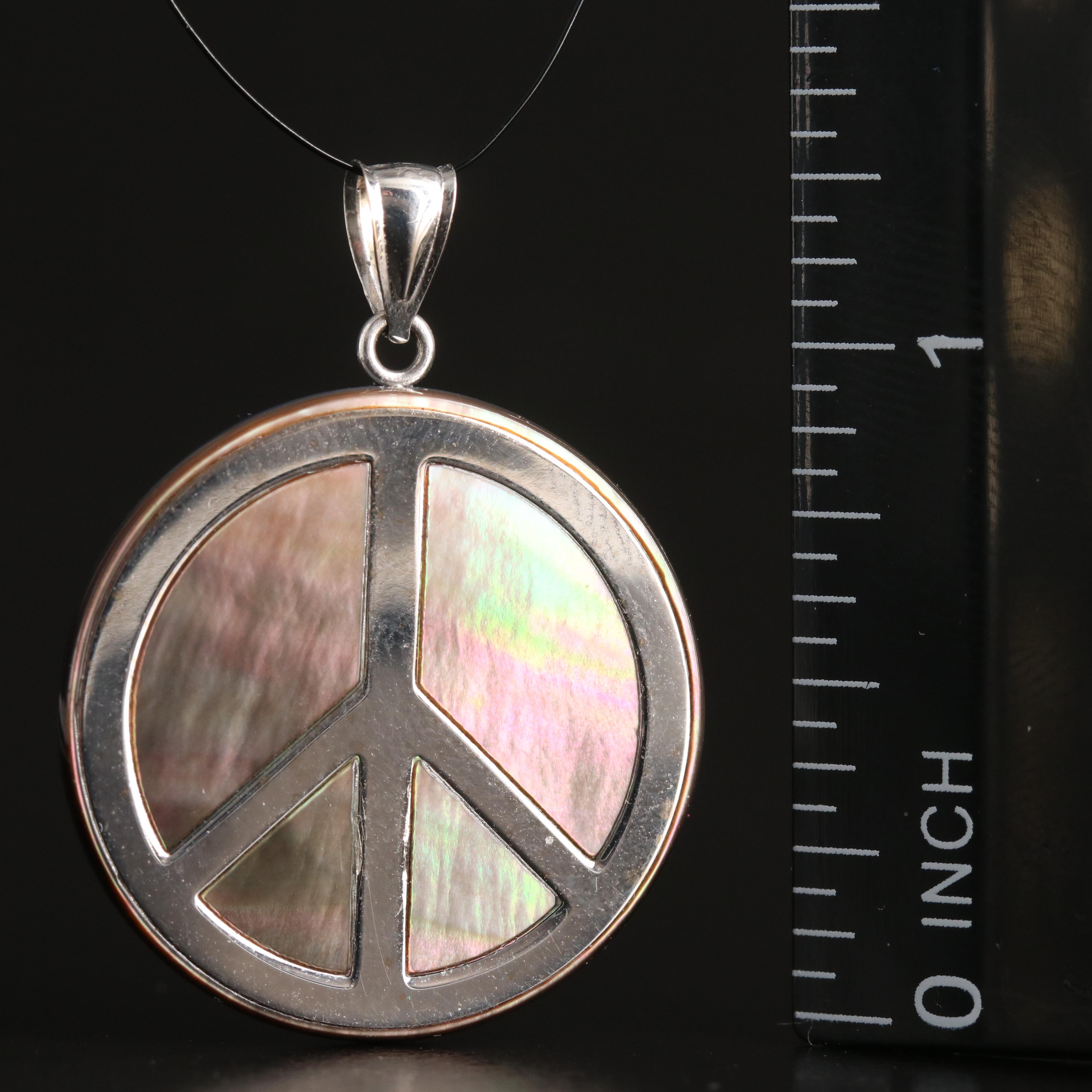 14K Mother-of-Pearl Peace Sign Pendant