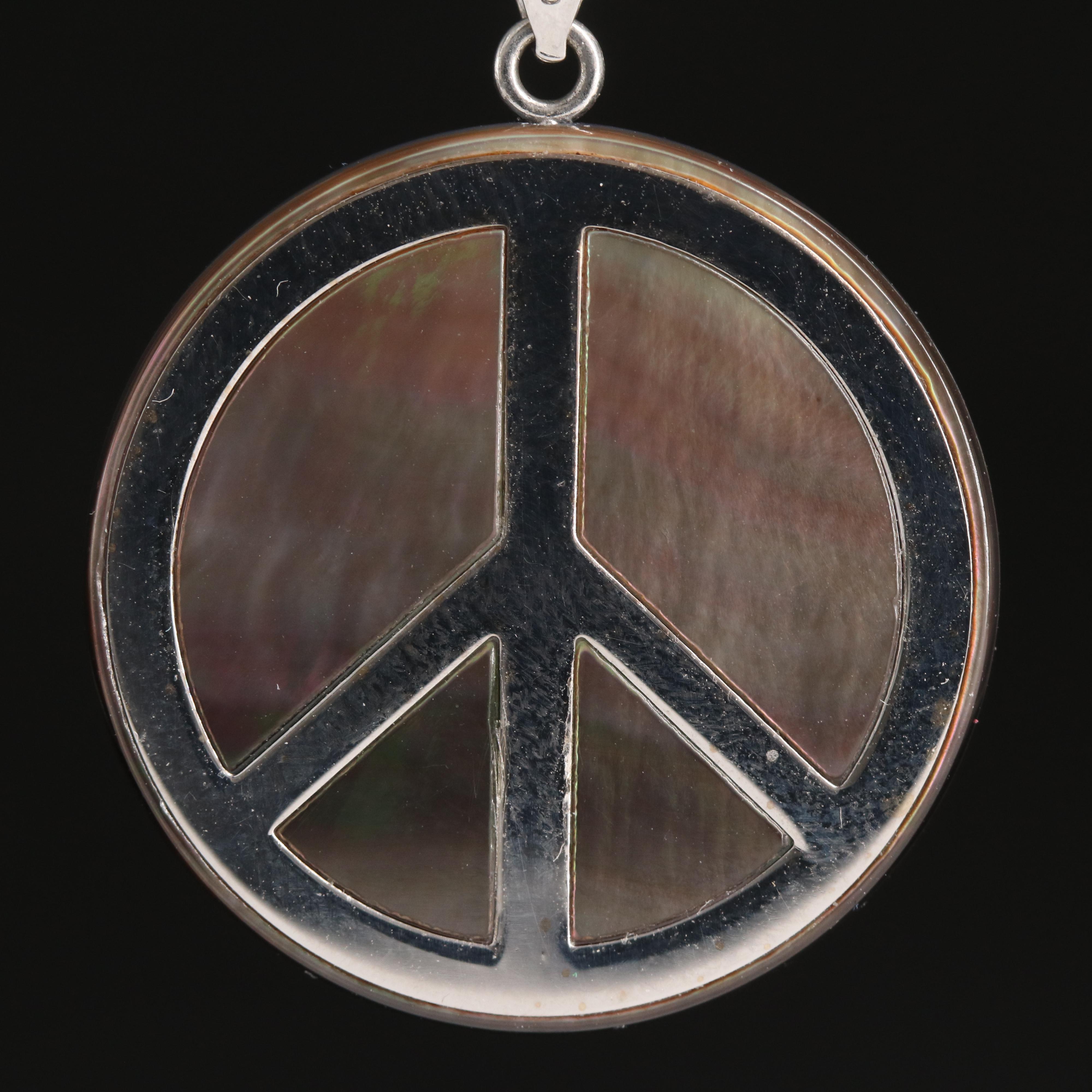 14K Mother-of-Pearl Peace Sign Pendant