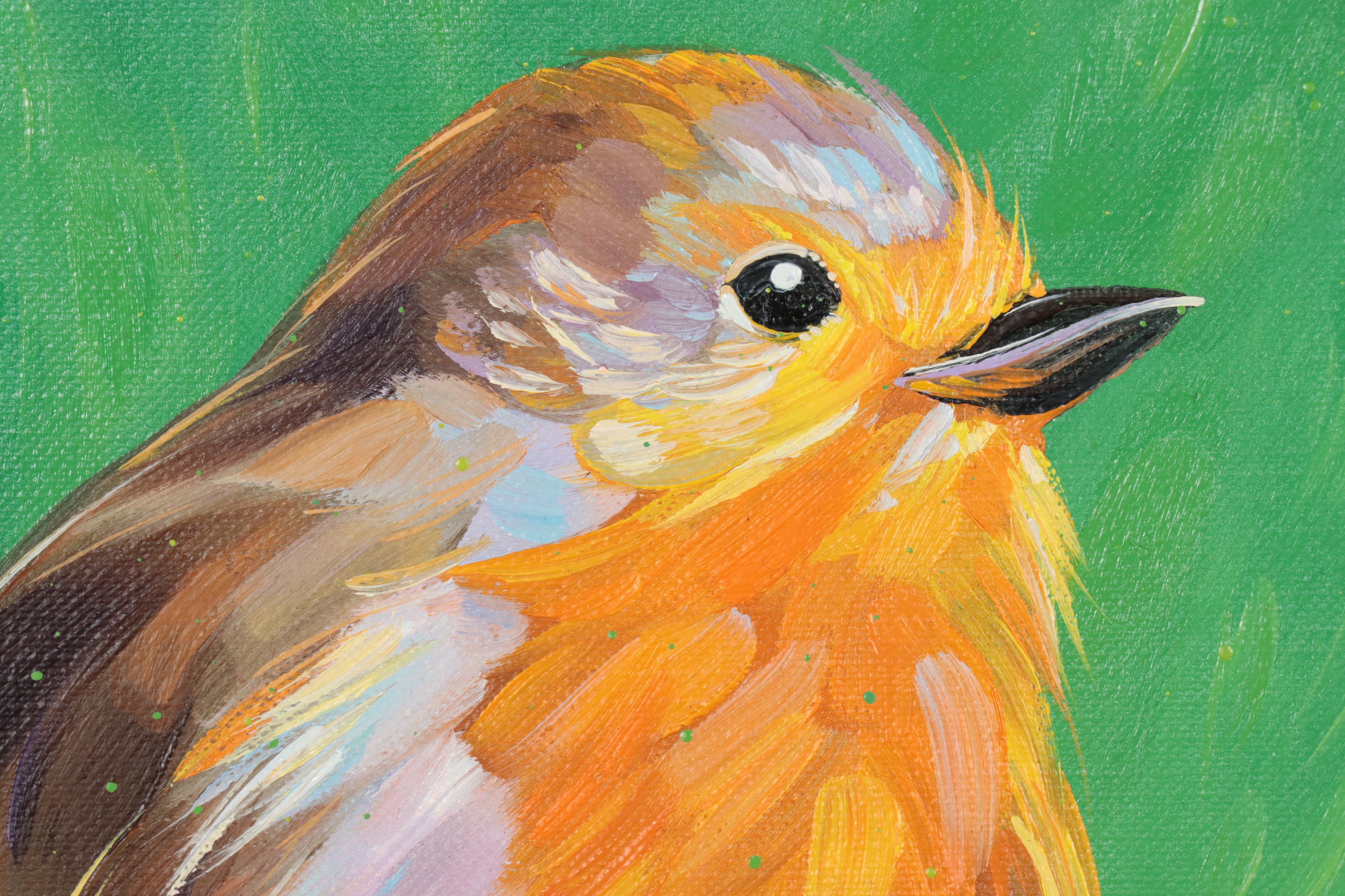 Alyona Glushchenko Oil Painting of Robin Bird, 2023