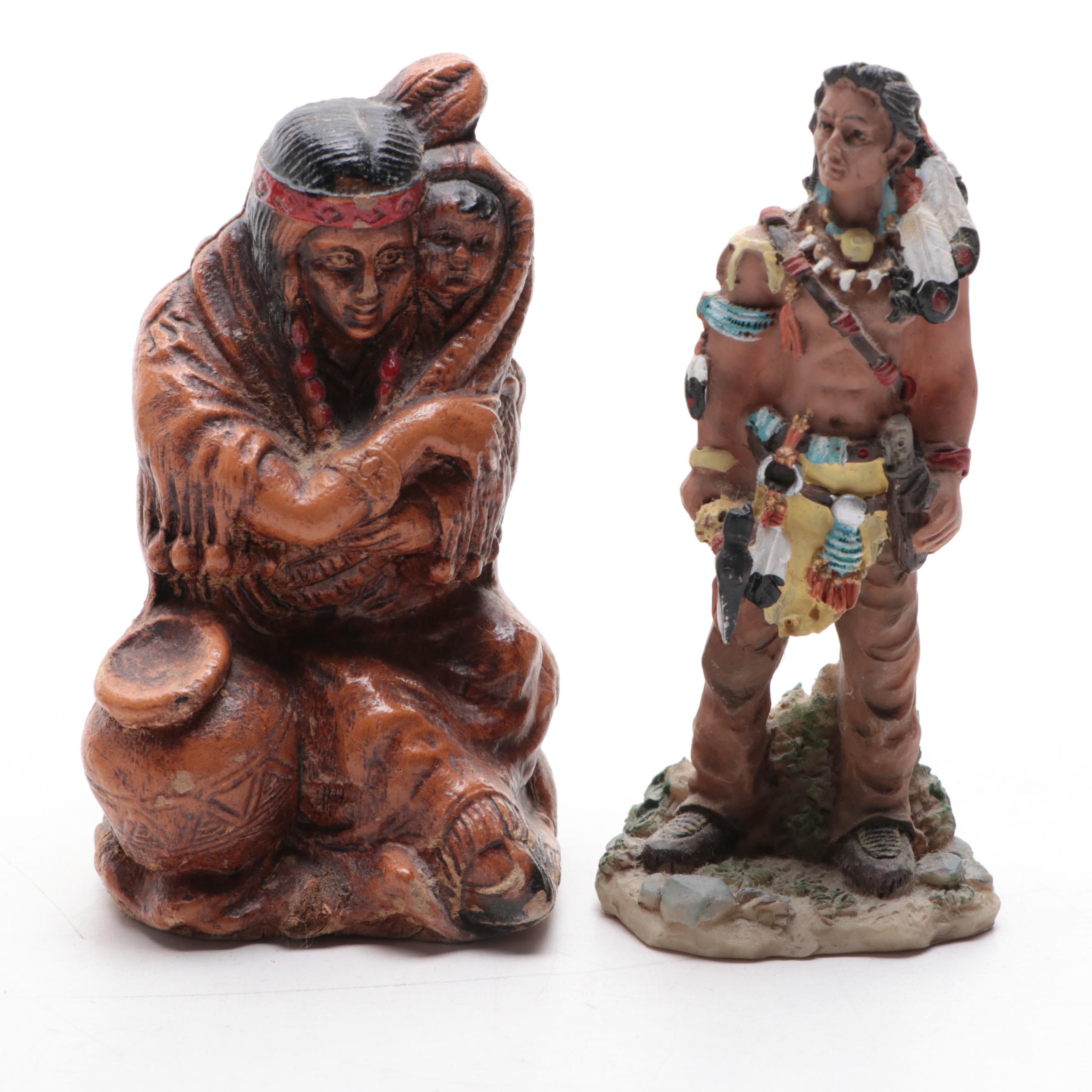 Native American Figurines, Postcards and Wall Hanging