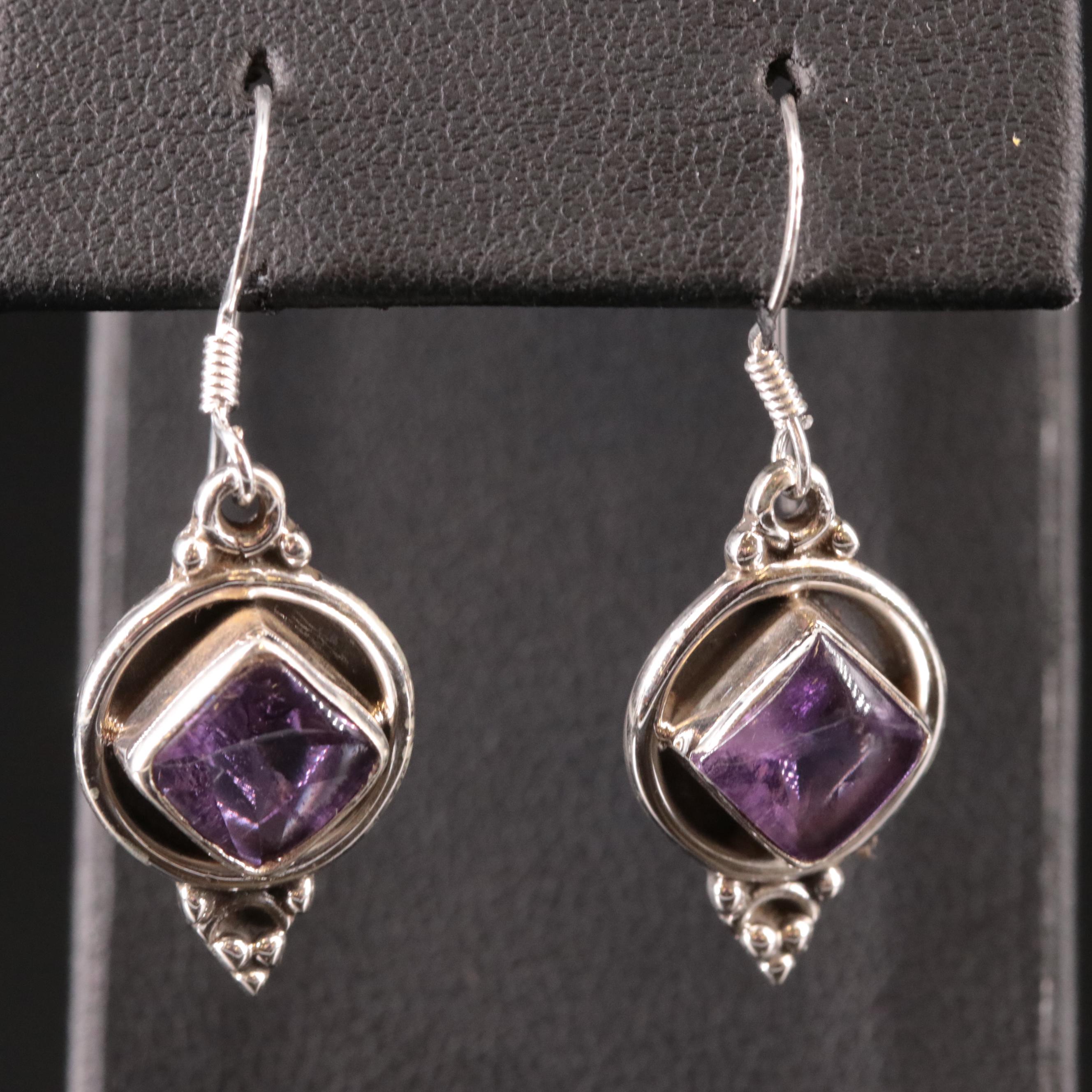 Sterling Amethyst Drop Earrings