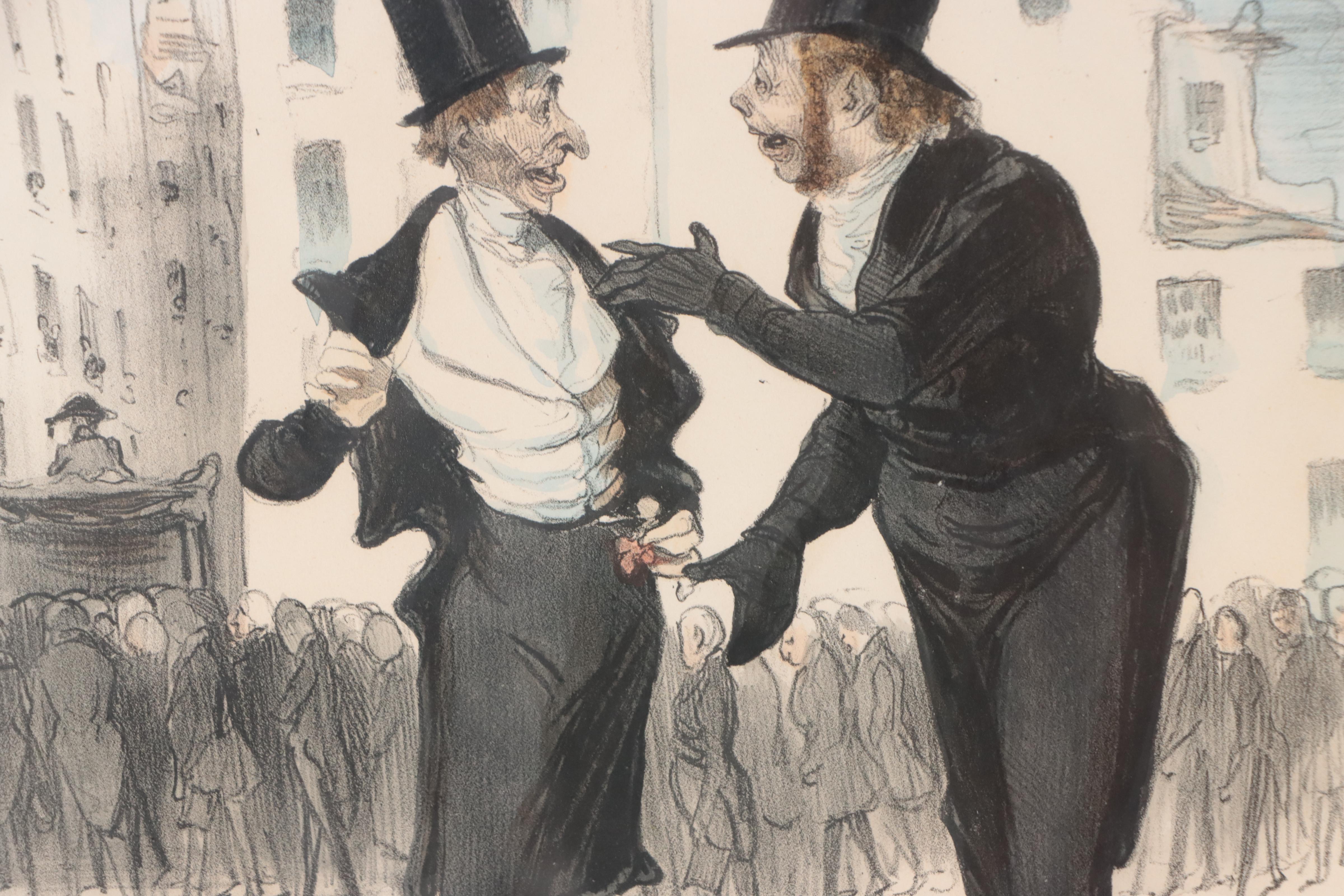 Political Cartoon Hand-Colored Lithographs After Honoré Daumier