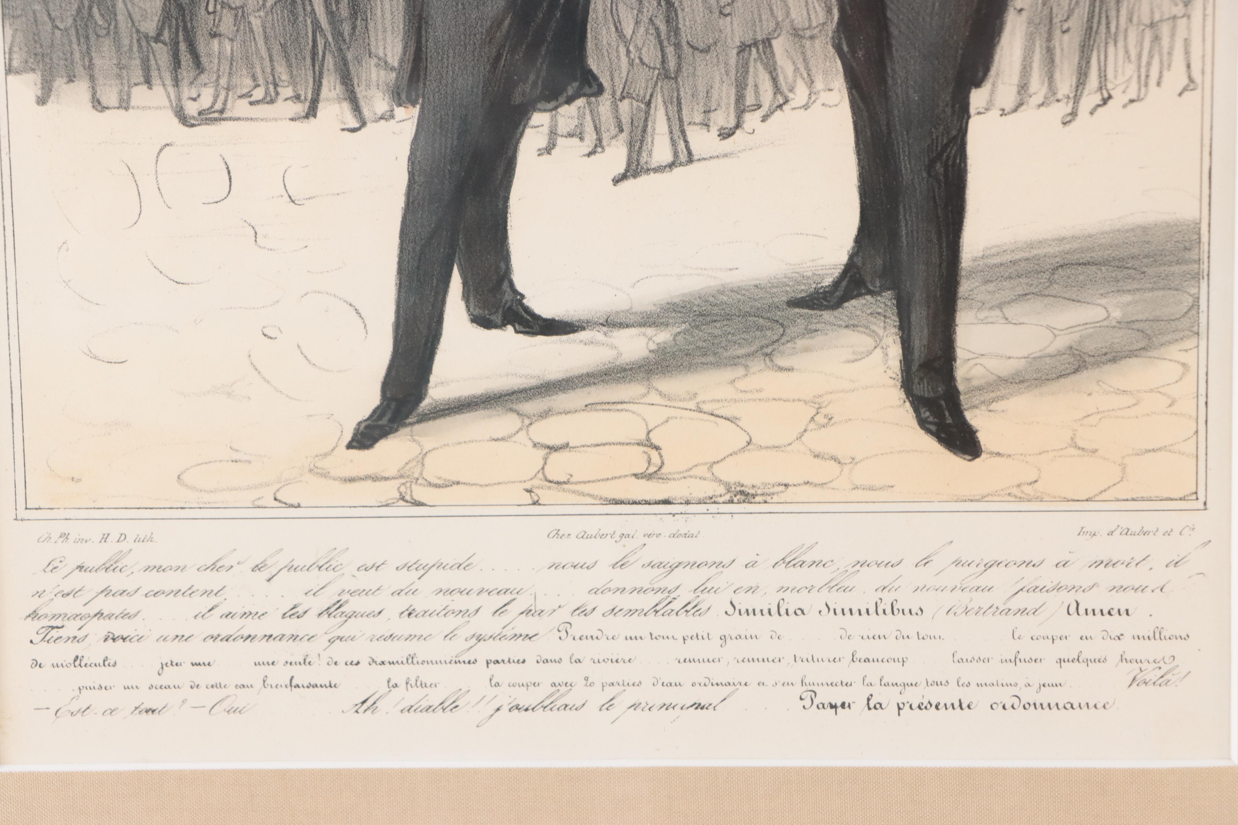 Political Cartoon Hand-Colored Lithographs After Honoré Daumier