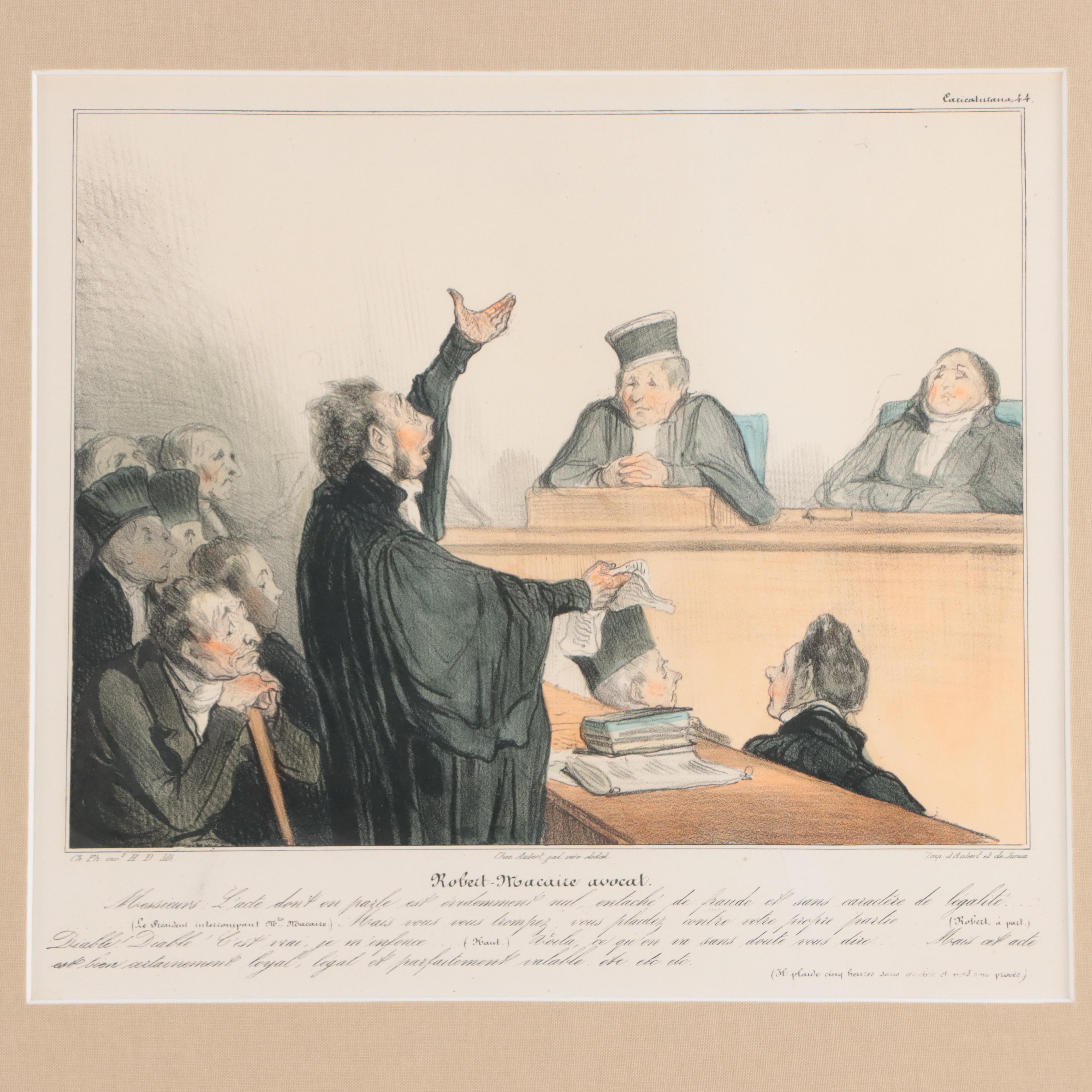 Political Cartoon Hand-Colored Lithographs After Honoré Daumier