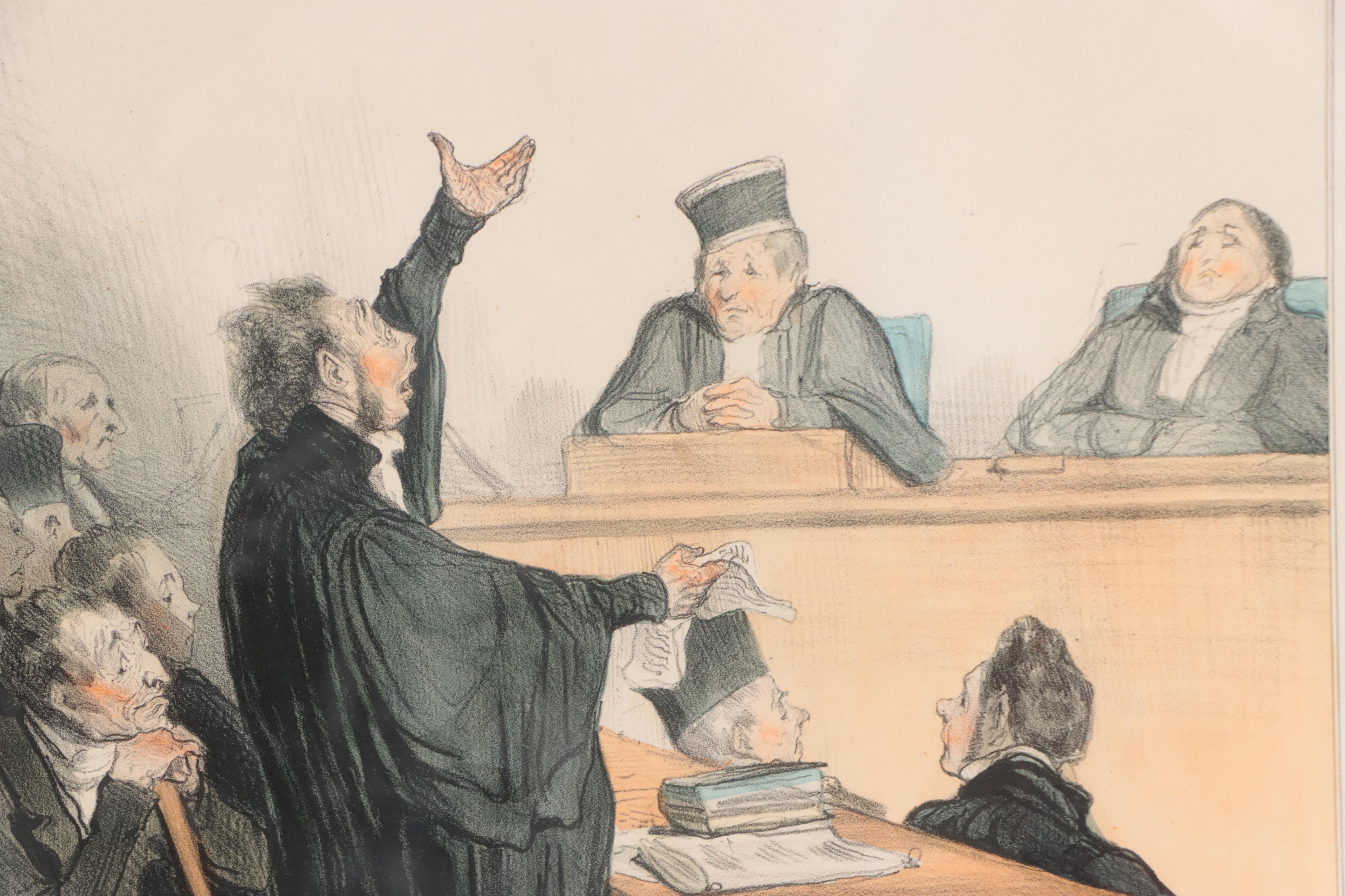 Political Cartoon Hand-Colored Lithographs After Honoré Daumier