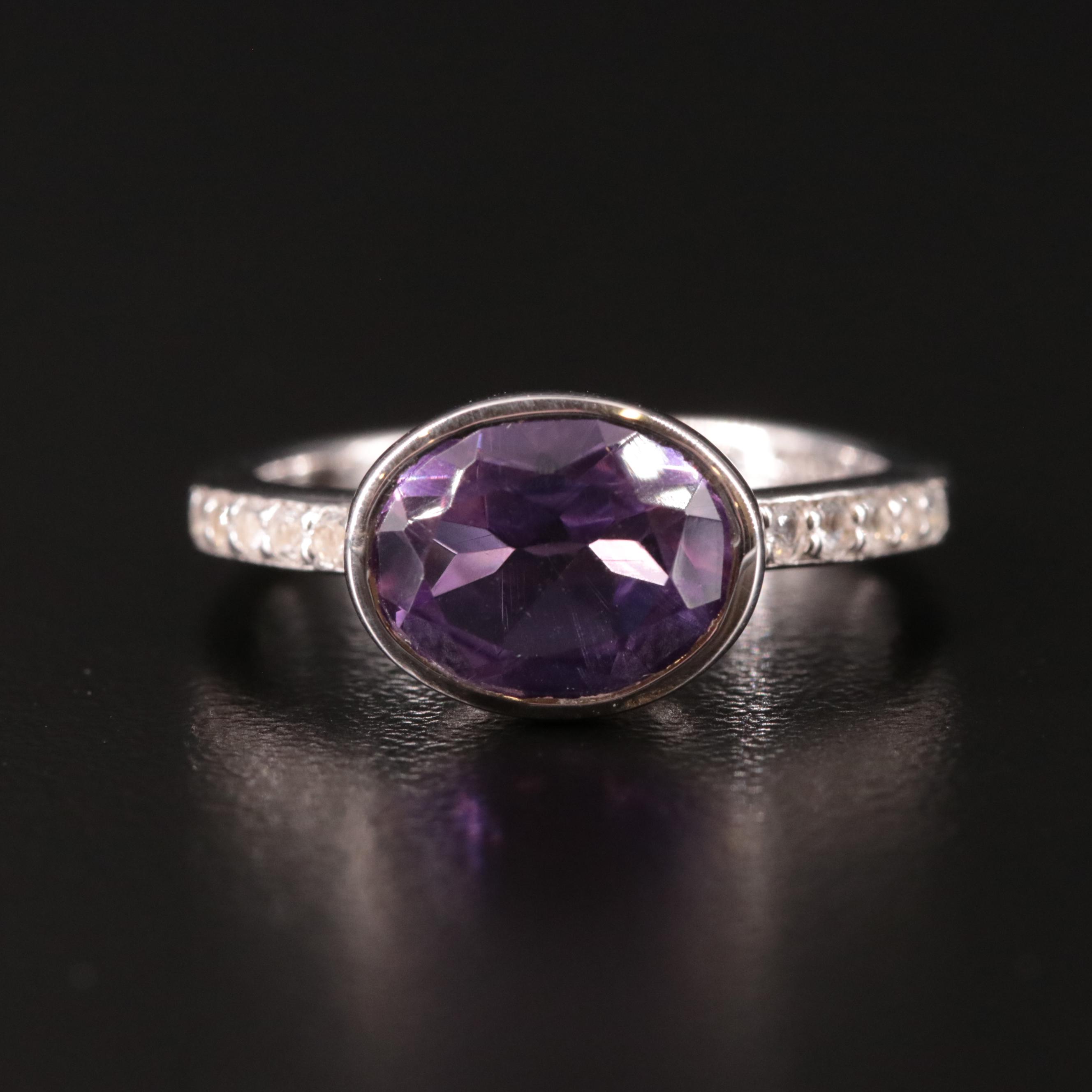 Sterling Amethyst and White Topaz Ring