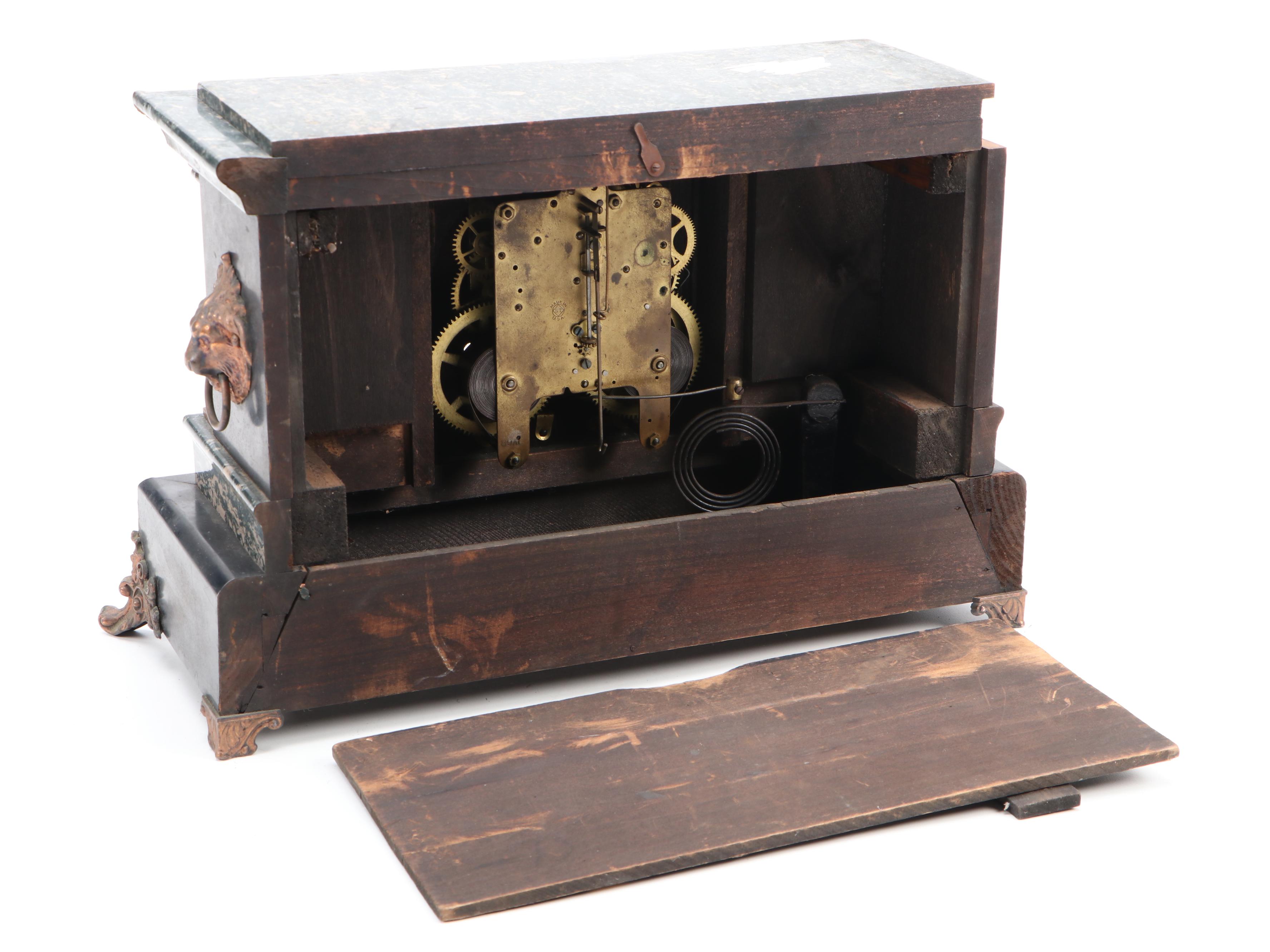 Seth Thomas Adamantine Mantel Clock with Brass German Anniversary Clock