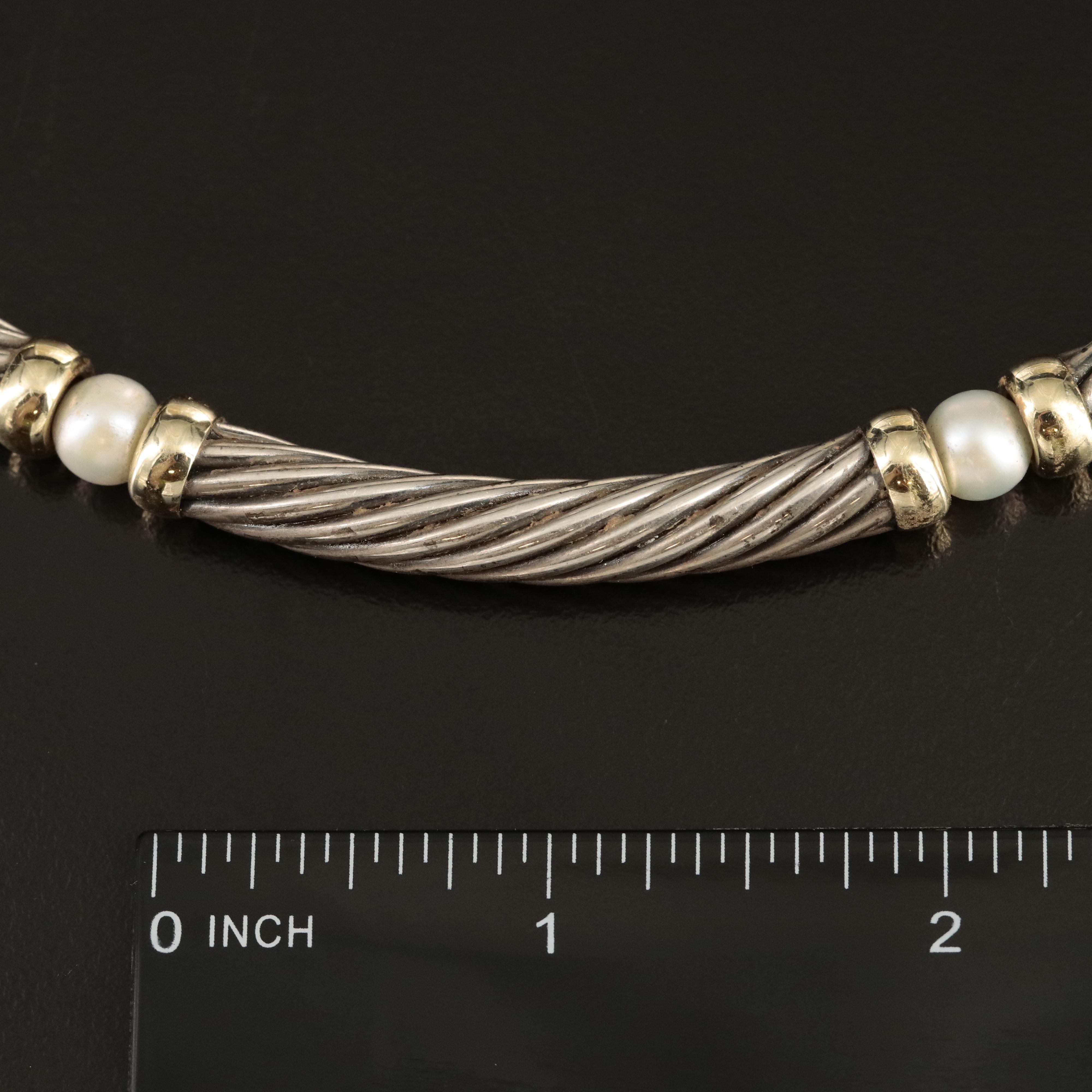 David Yurman "Hampton" Sterling Pearl Necklace with 14K Accents