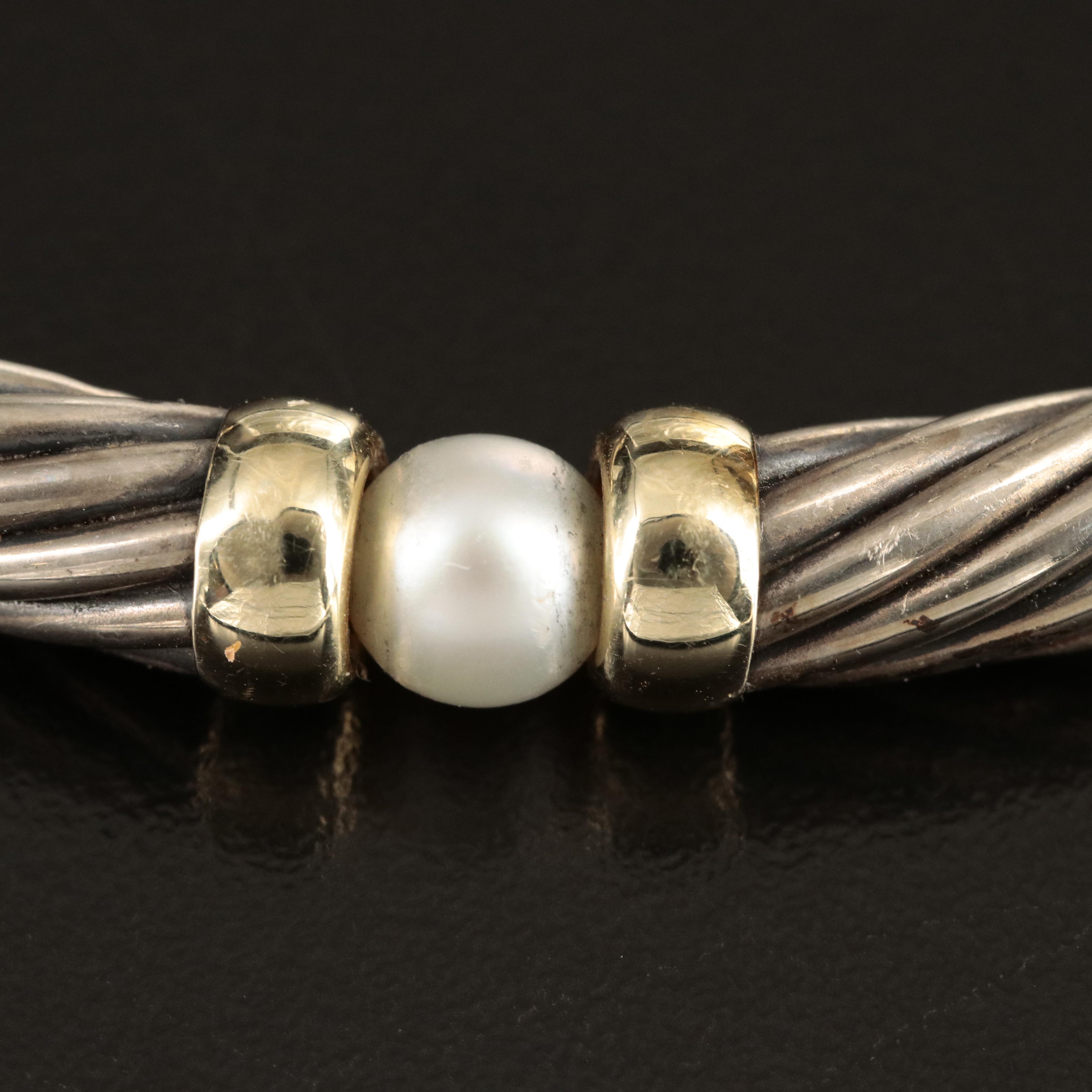 David Yurman "Hampton" Sterling Pearl Necklace with 14K Accents
