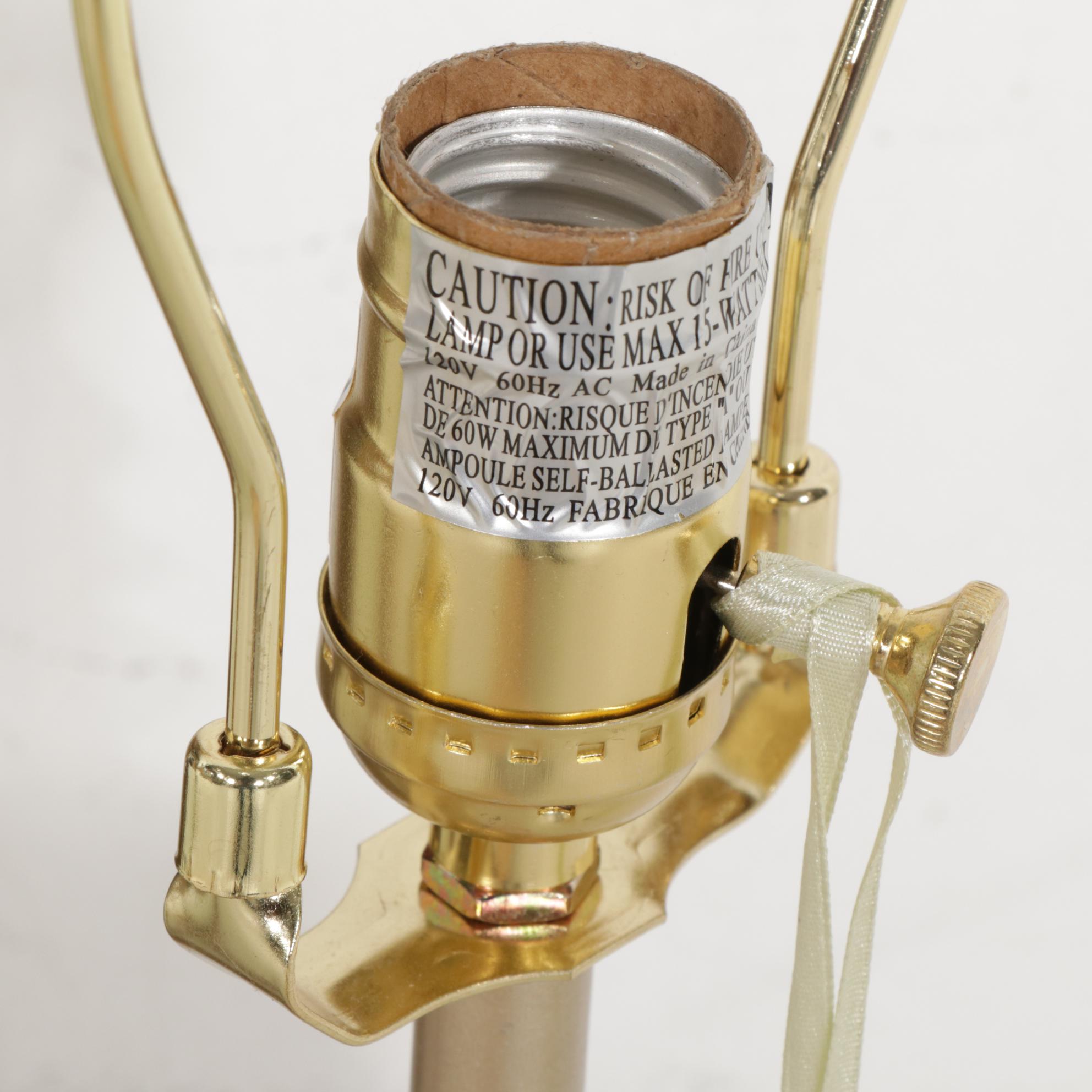 Pair of Lillian August "Parasol" Table Lamps with Gilded Composite Wall Mirror