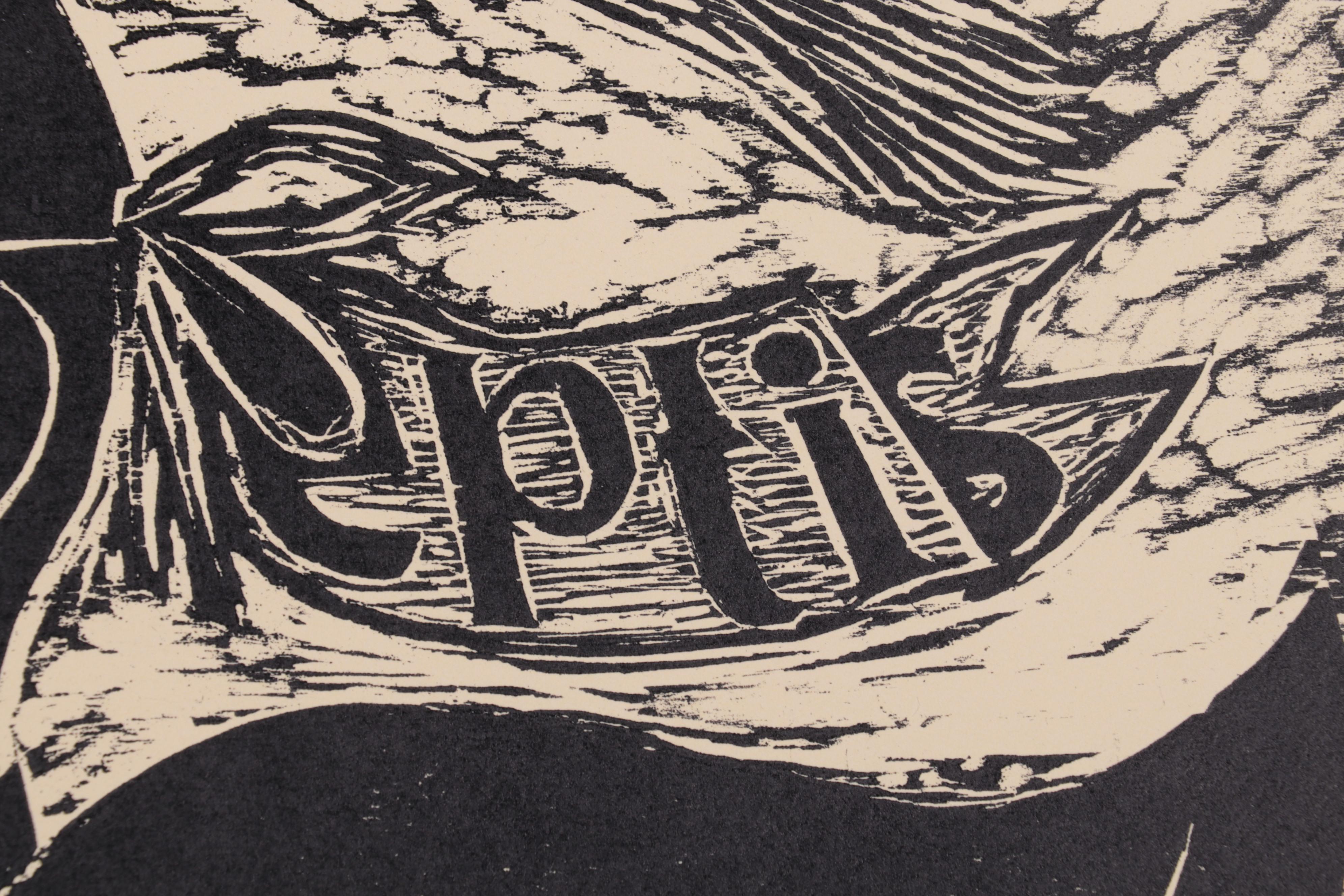 Sidney Chafetz Woodcut "Professor Quinn," 1971