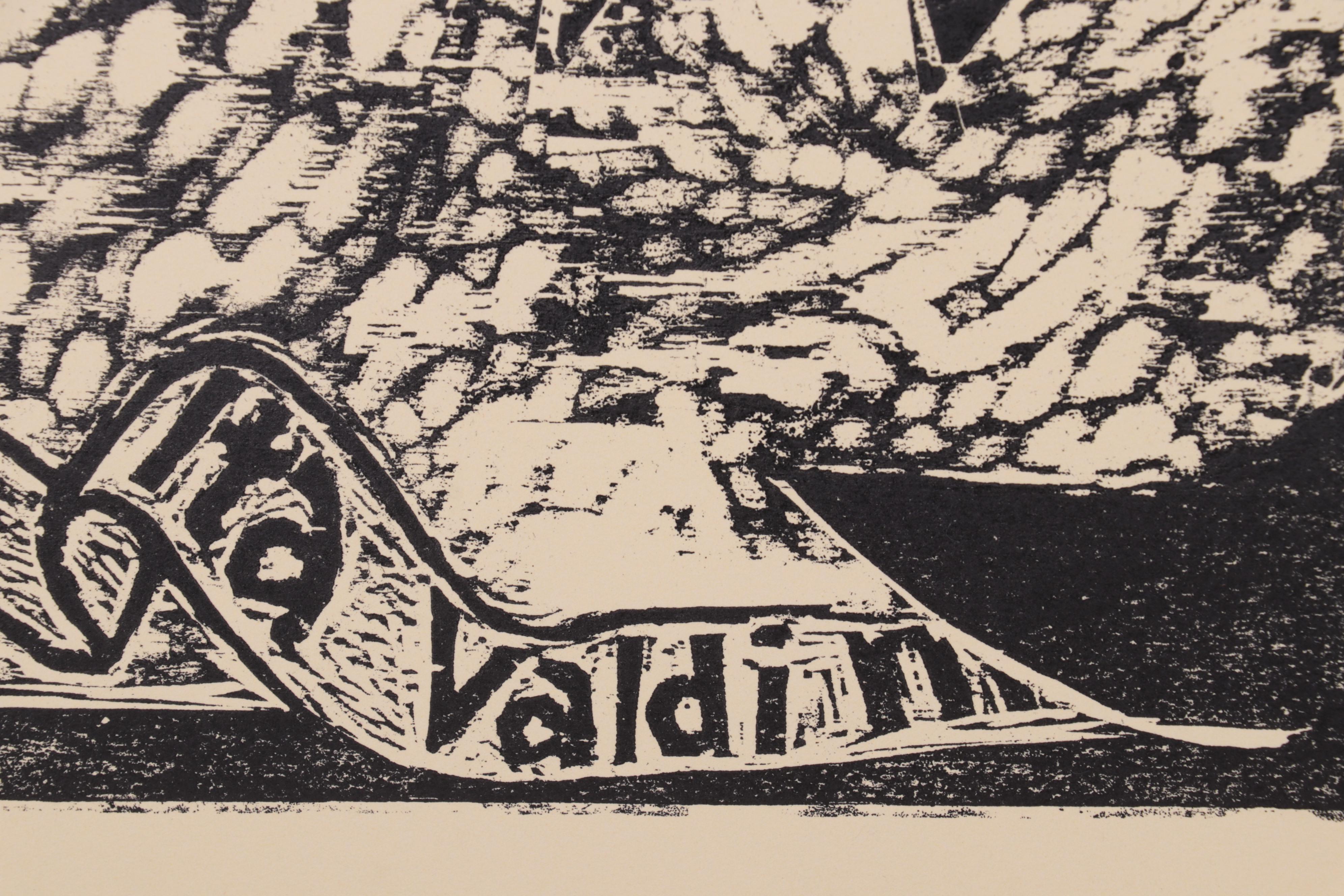 Sidney Chafetz Woodcut "Professor Quinn," 1971